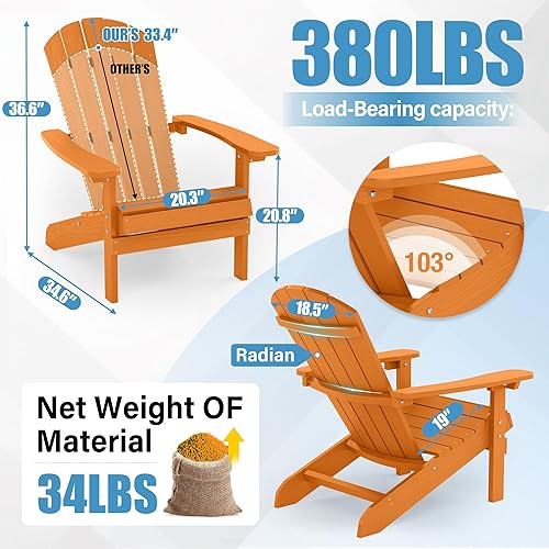 Miniatura 3 de YEFU Sillas Adirondack de plástico resistentes a la intemperie, sillas de patio de 5 pasos de fácil instalación, como madera real, ampliamente