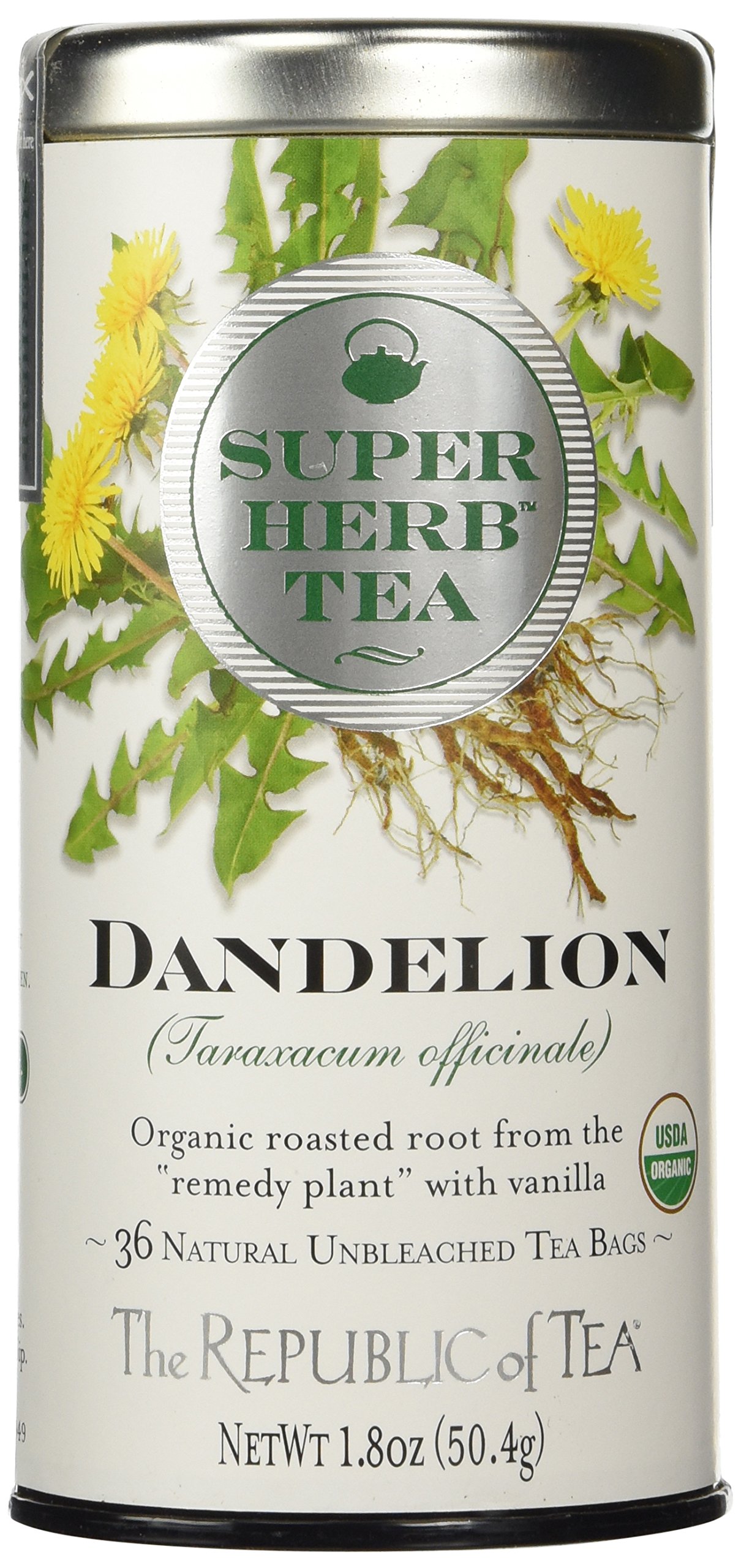 The Republic of Tea Organic Dandelion SUPERHERB Herbal Tea, Tin of 36