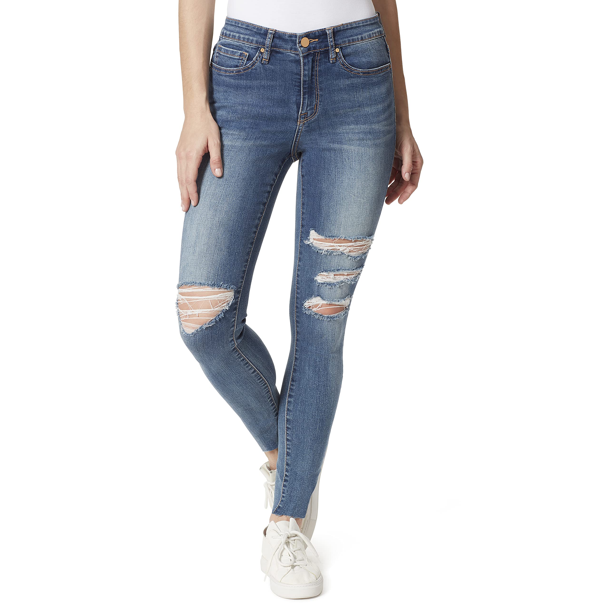 FRAYED Jeans Women's Mid Rise Ankle Skinny Jean