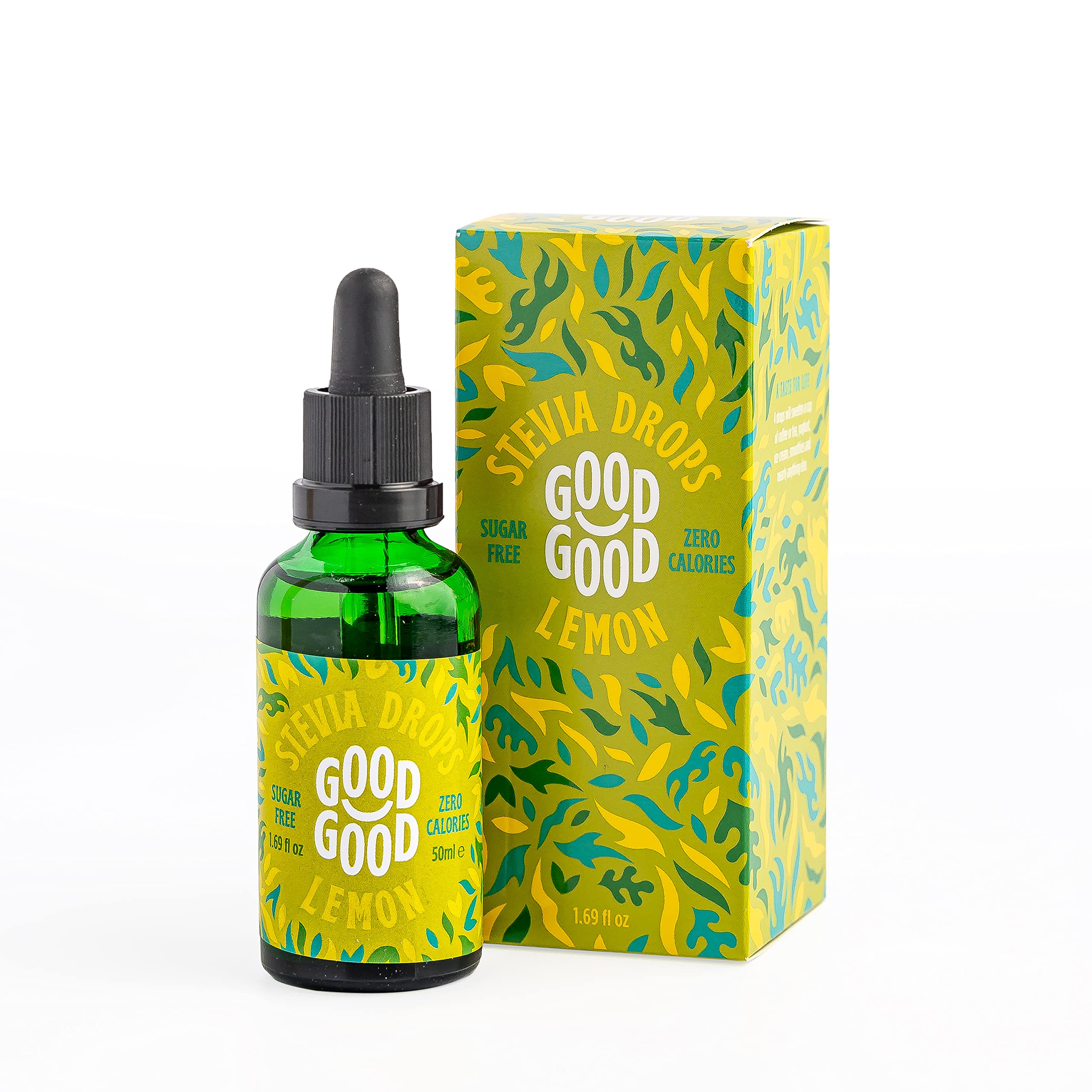 GOOD GOOD Lemon Flavoured Stevia Sweetener Drops - Sugar Free - Diabetic Friendly - All Natural - Add to Coffee, Tea, Smoothies, Porridge Oats and More