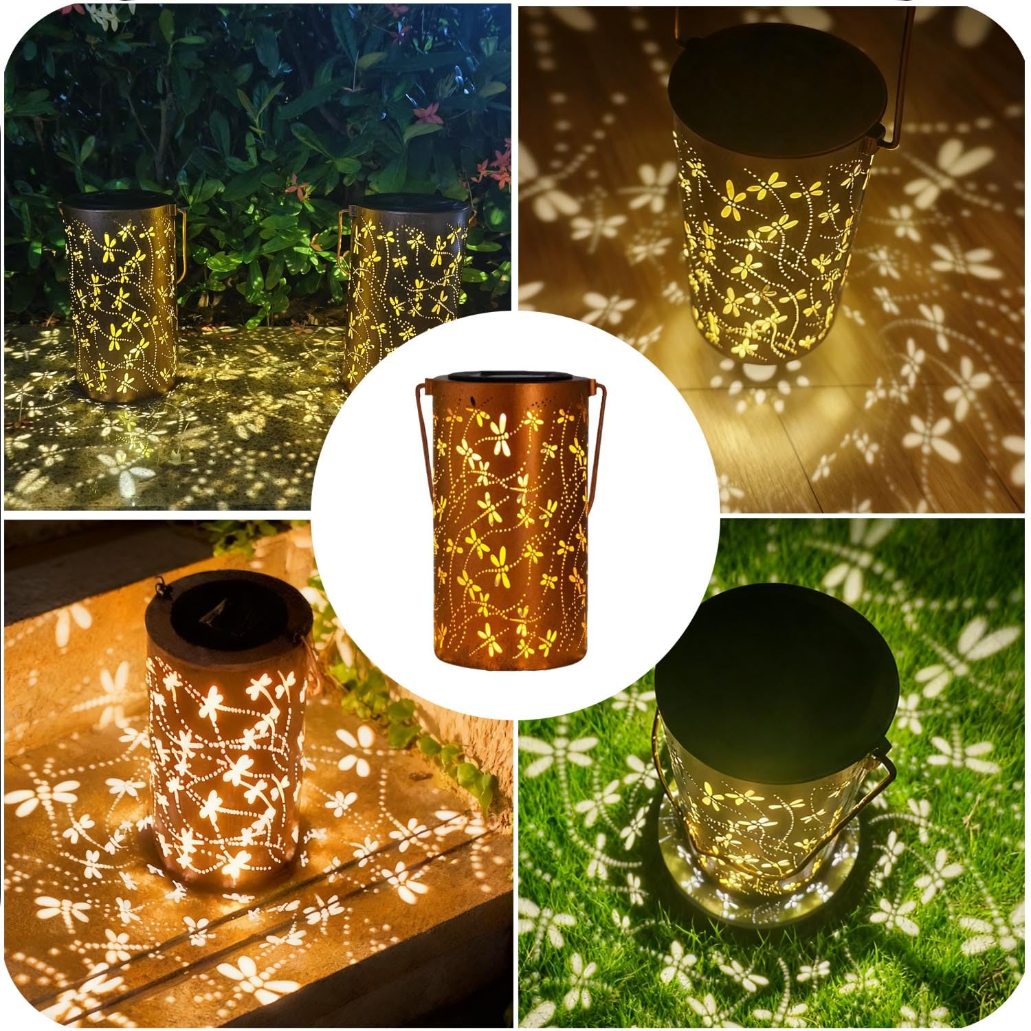 Lot de 2 lanternes solaires d'extérieur étanches en forme de libellule - Cadeaux de jardinage pour homme et femme - Ornements à énergie solaire pour cour, terrasse, pelouse, balcon, allée, table