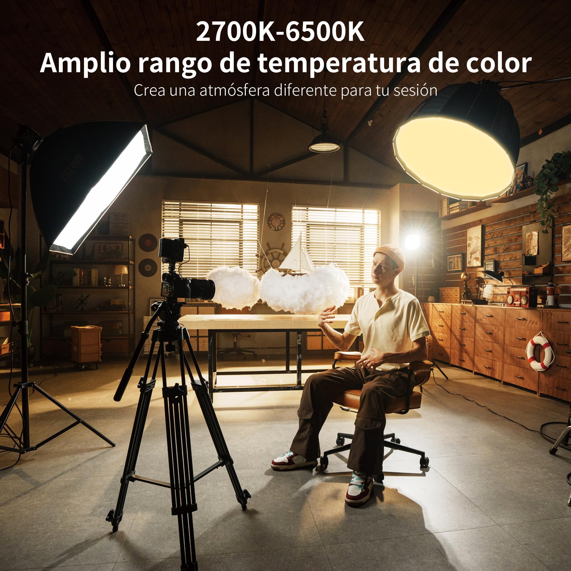 ZHIYUN Molus B100 [Oficial] Luz de Video de 100 W, luz de Video LED COB con Soporte Bowens, luz de Estudio de Dos Tonos, 20600LUX/1M/2700K-6500K/ CRI ≥96/ TLCI ≥96/ Control de aplicación, 13 Efectos