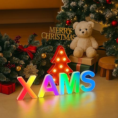 Miniatura 6 de OJQ Letras con luces LED iluminadas, letras de marquesina para decoración de habitación, luces de pared, regalos de Navidad, sincronización