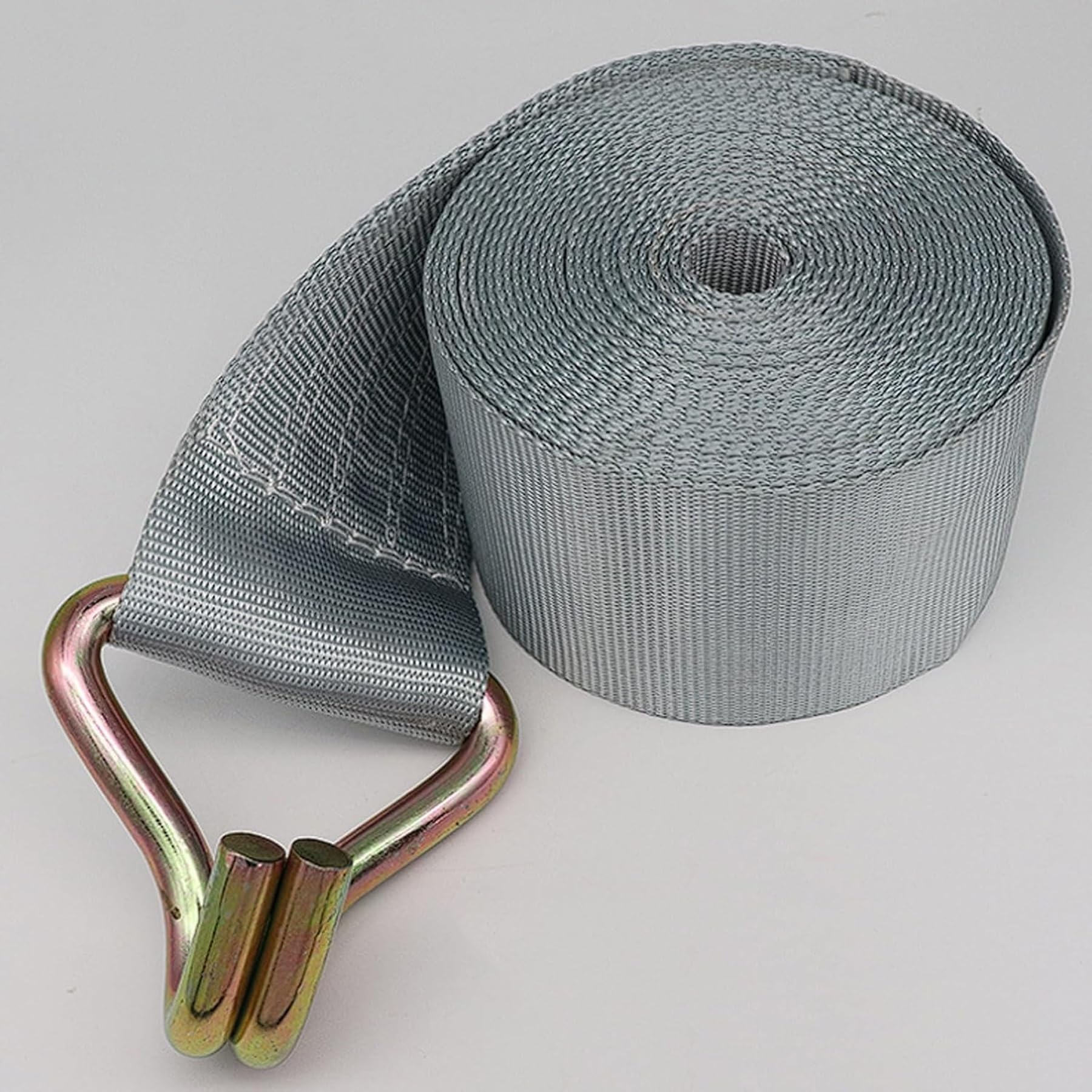 10 cm breiter Grauer Ratschen-Spanngurt, robuster Ratschen-Frachtgurt mit Doppel-J-Haken, 20.000 lbs Bruchfestigkeit, Fracht-Ratschengurte für Umzüge, LKW, Anhänger, Motorräder(16M(52.4FT))