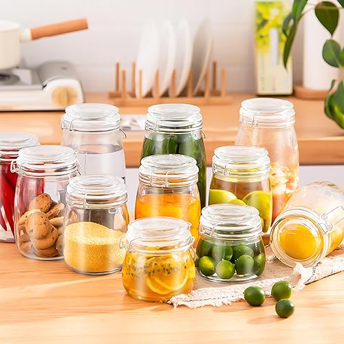Miniatura 6 de Tarro de vidrio con tapa hermética de 16 onzas (juego de 2) recipientes herméticos de almacenamiento de alimentos de boca ancha a prueba de fugas