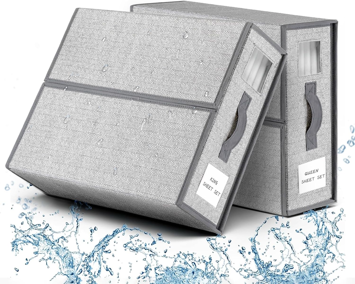 Bed Sheet Organizer - Queen/King Size (3-Packs Gray).Foldable Bedding Storage with Zipper for Bed sheets, blankets, Linen Closet, Comforter Storage, Clothes Storage, Blankets and Duvet Cover Set. (3)