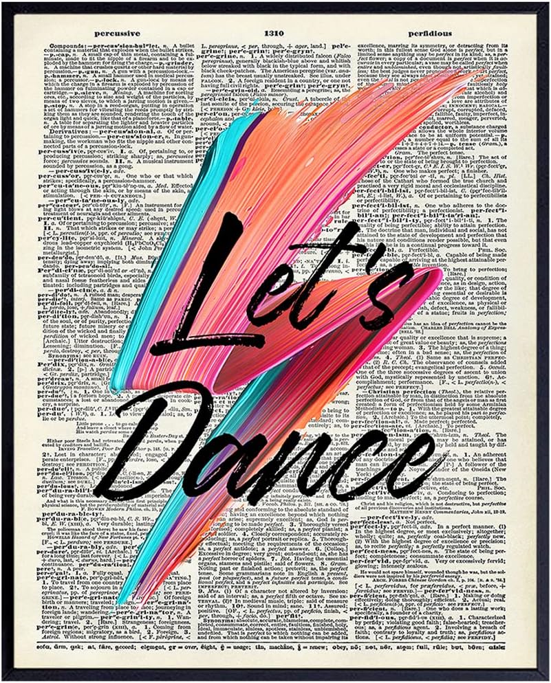 Let's Dance Poster Print - 8x10 Dictionary Wall Art Decor, Home Decoration for Bedroom, Bathroom, Living Room - Cool Unique Gift for Women, Men, 80s Music, Punk Rock Fan