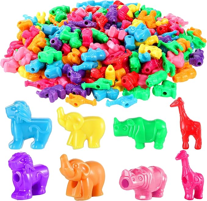 Hicarer Animal Shaped Beads Plastic Zoo Animal Pony Bead