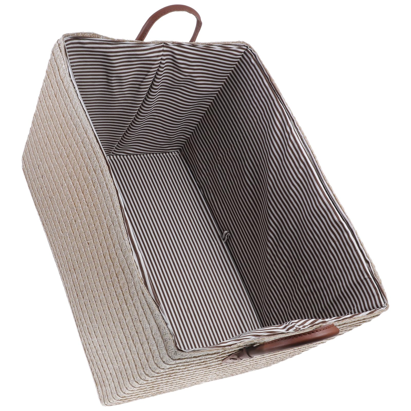 Panier de rangement en rotin synthétique beige pliable grand format pour stocker des jouets