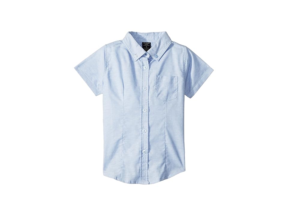 

U.S. POLO ASSN. Kids Short Sleeve Oxford Shirt (Little Kids) (Blue) Girl's Clothing