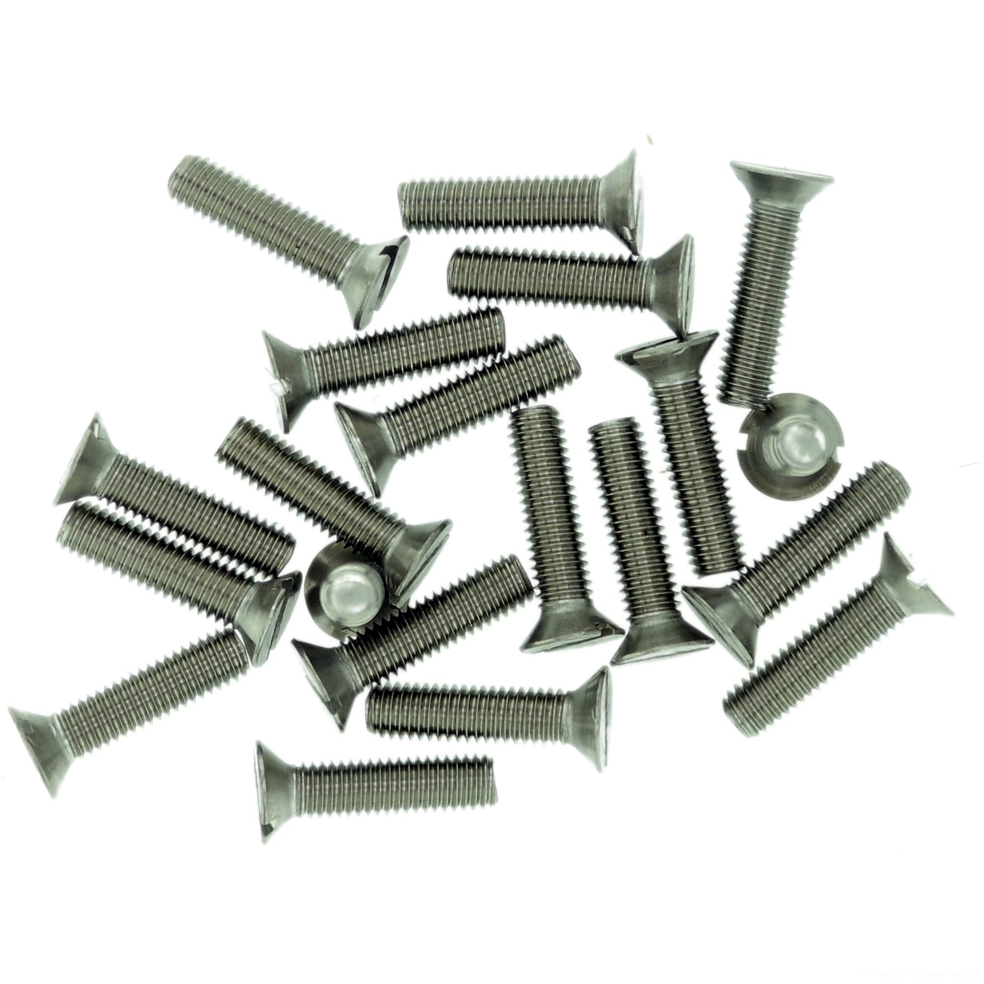 Singularity Supplies M5 (5Mm X 45Mm) Slot Countersunk Machine Screw (Bolt) - Stainless Steel (A2) (Pack Of 20)