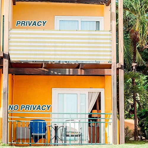 Miniatura 2 de Rejilla para valla de privacidad de balcón de 3 x 12 pies con bridas de cremallera, protección UV para exteriores, para balcón, porche, patio,