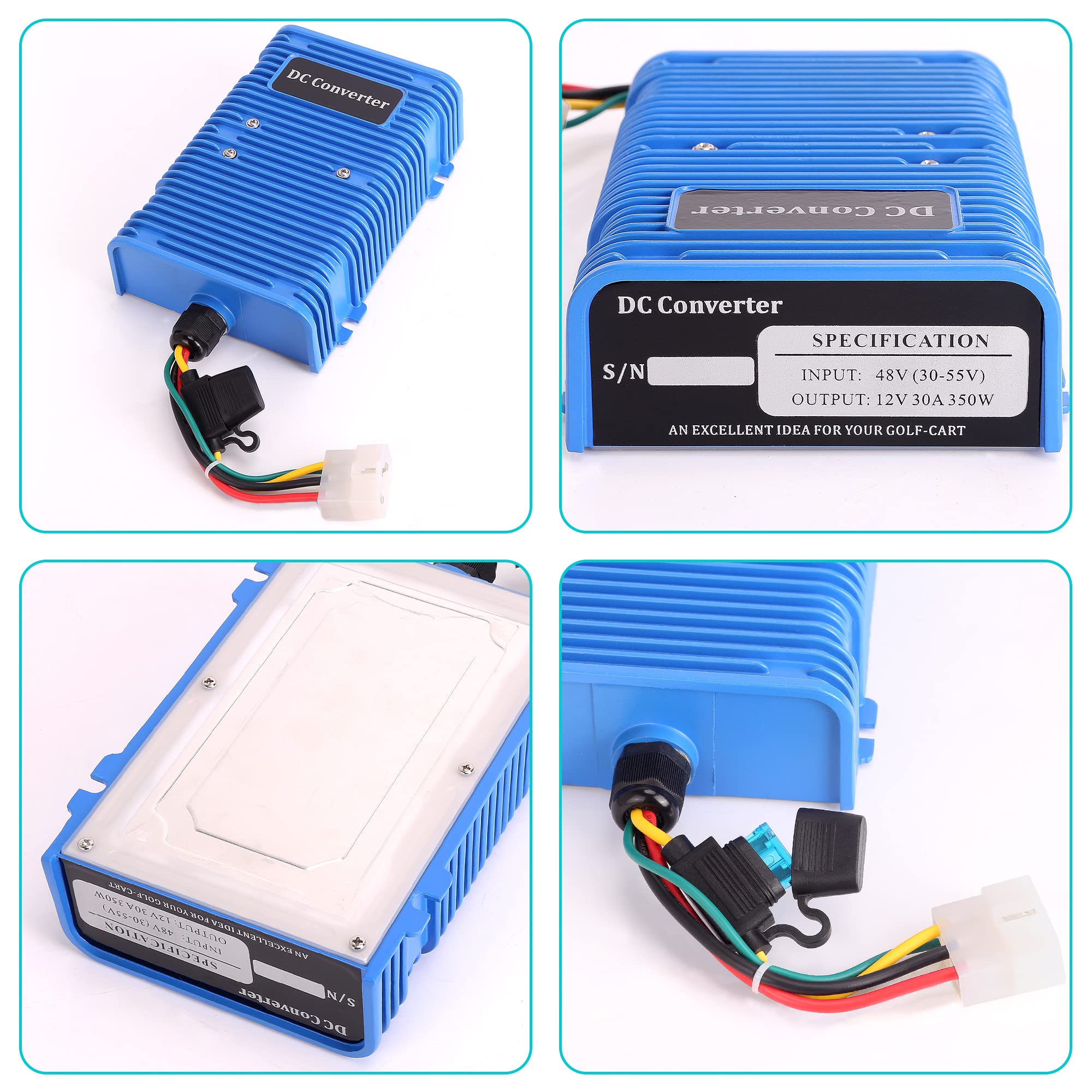 10L0L Golf Cart Voltage Reducer 36V 48V to 12V 30A 350W, Universal DC Step Down Converter, Regulator, Transformer for EZGO Club Car Yamaha