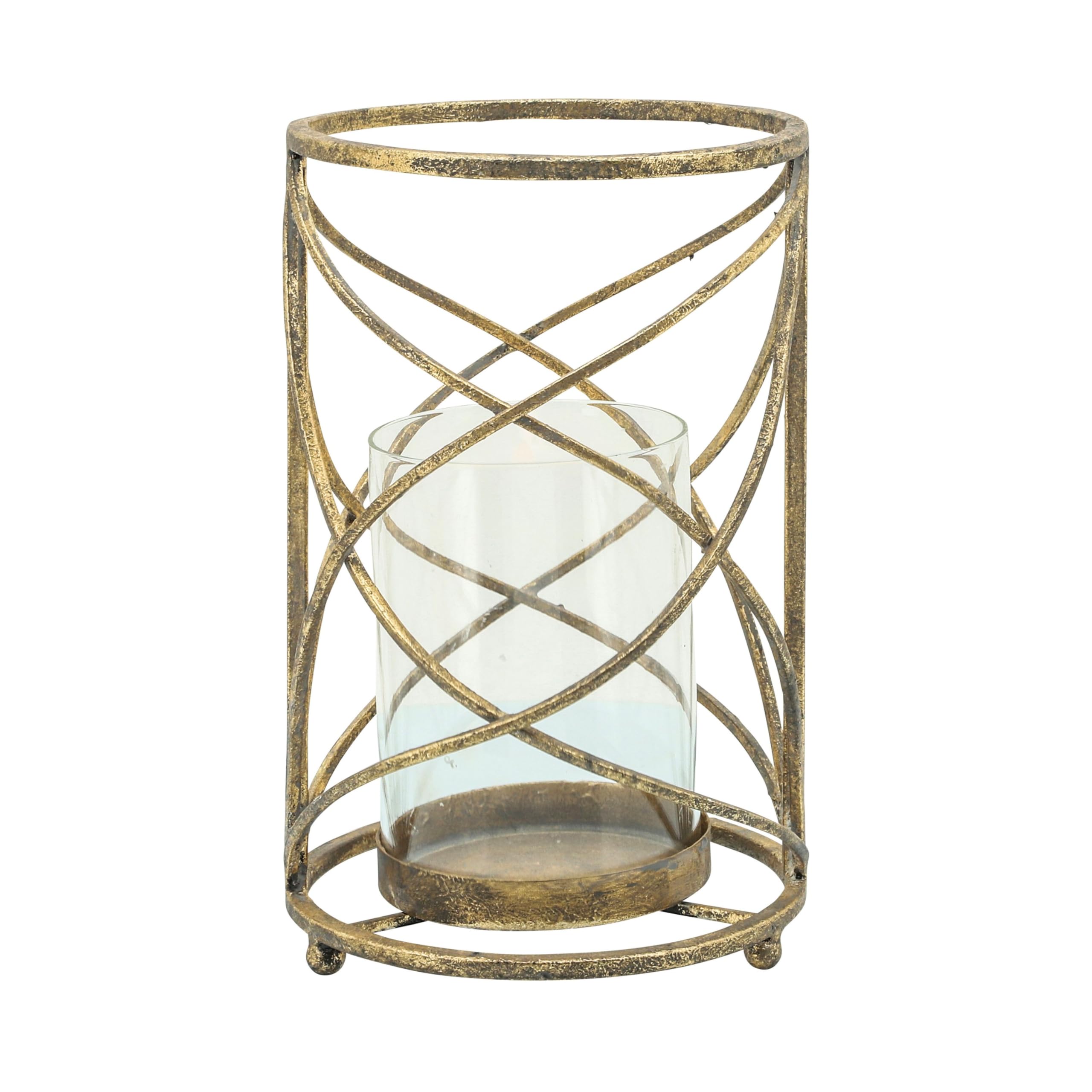 Sagebrook Home Metalowa latarnia 26 cm, złota, 6,25 x 6,25 x 10,25 cm