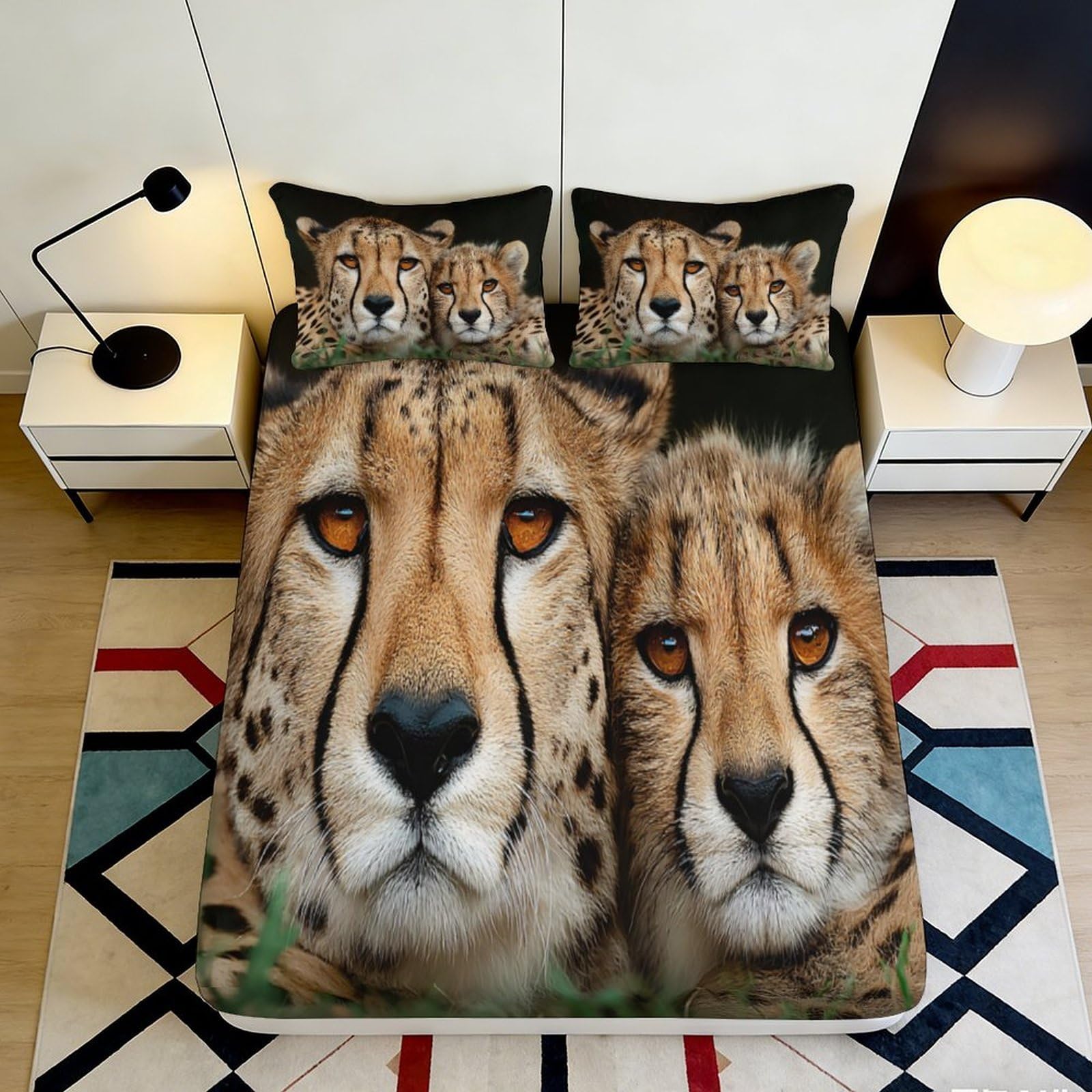 3D Printed Letter Design Fitted Sheet Microfiber Non-Slip Deep Pocket Letter Mattress Fitted Cover Washable 140x200x25cm