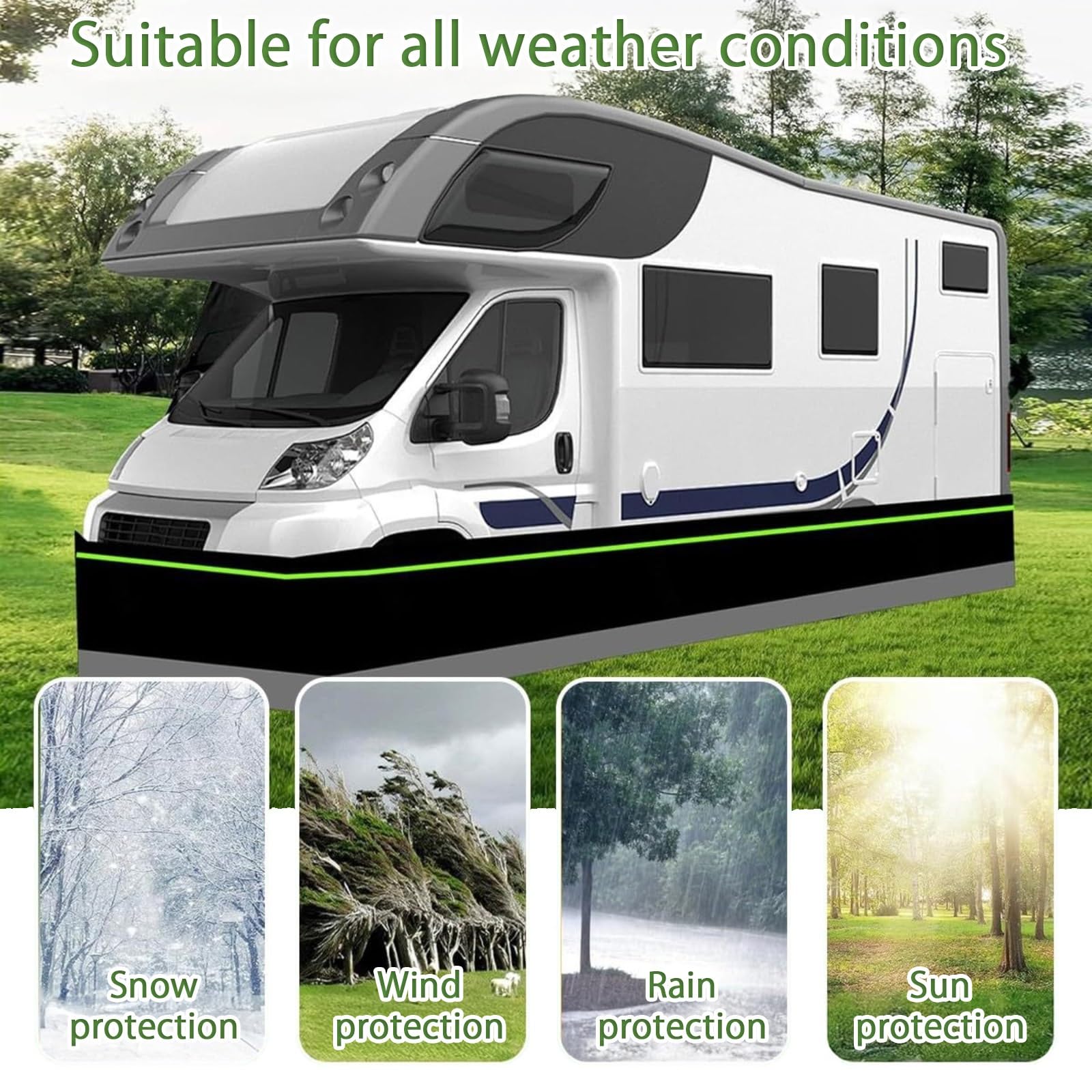 Falda RV para Remolque de Viaje, Instalación Sencilla, Aislada y Resistente al Viento y la Nieve Altura 80 cm Ideal para Jardín y Exteriores(L 20m/60.62ft)