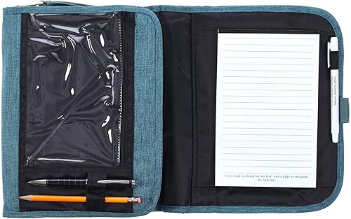 Miniatura 8 de Christian Art Gifts Faith Badge Floral - Organizador de tres pliegues para mujer, con cierre de cremallera, lona verde azulado, grande