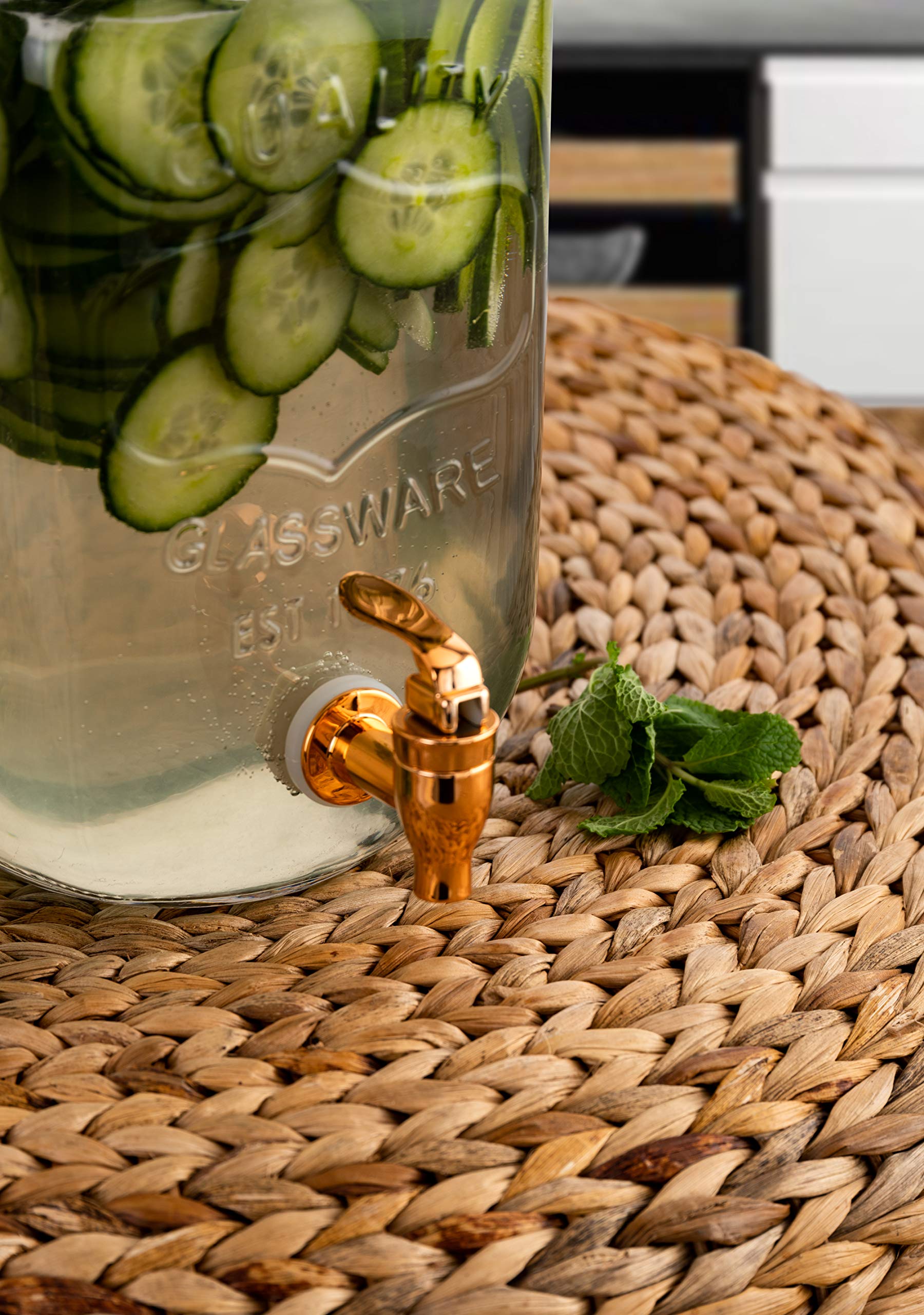 Dispenser Bevande Con Rubinetto | Vetro Goffrato | Coperchio In Rame | 3 Litri | Stile Vintage - Foto 10