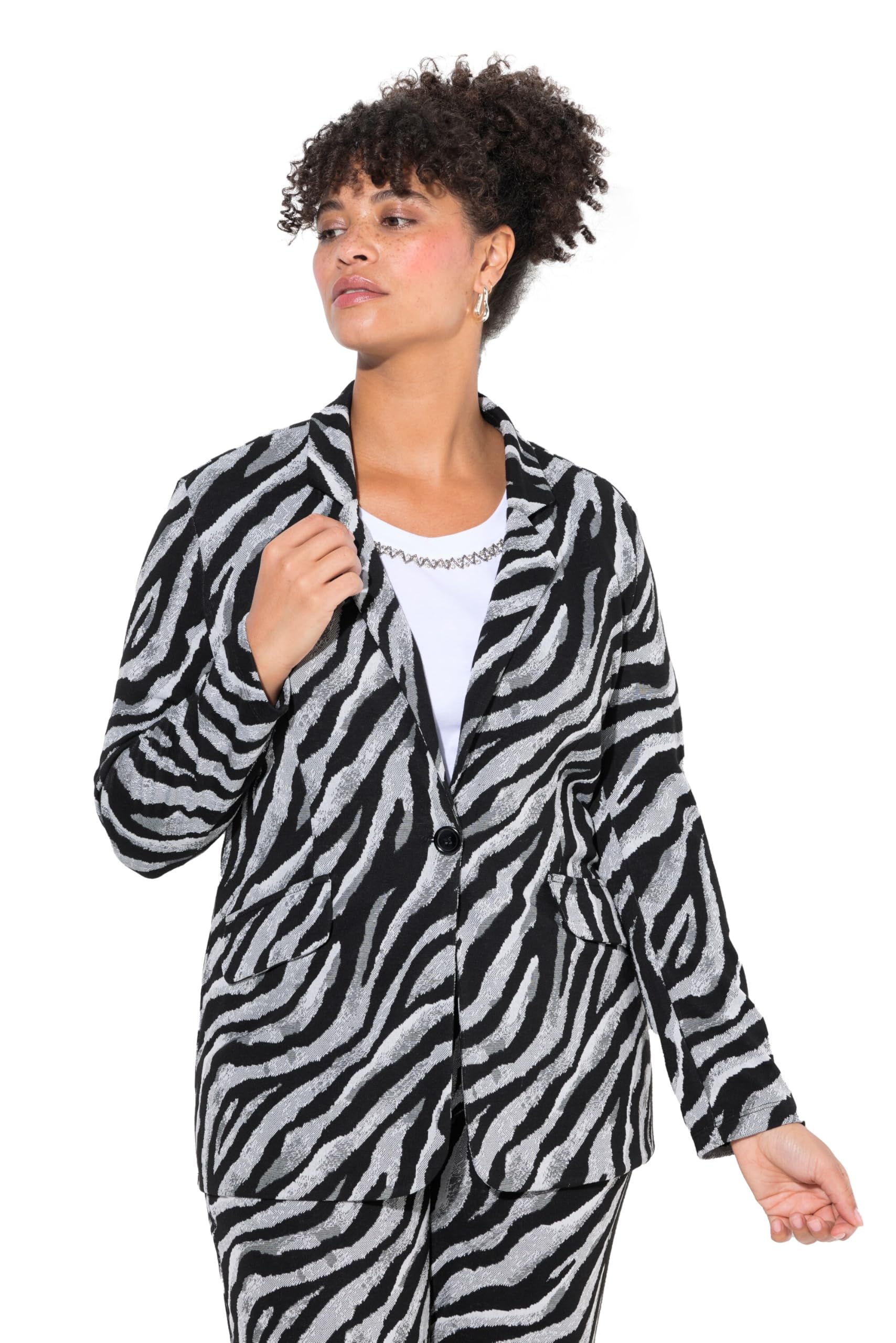MIAMODA Damen große Größen Übergrößen Plus Size Blazer, schmale Form, Zebramuster 837278