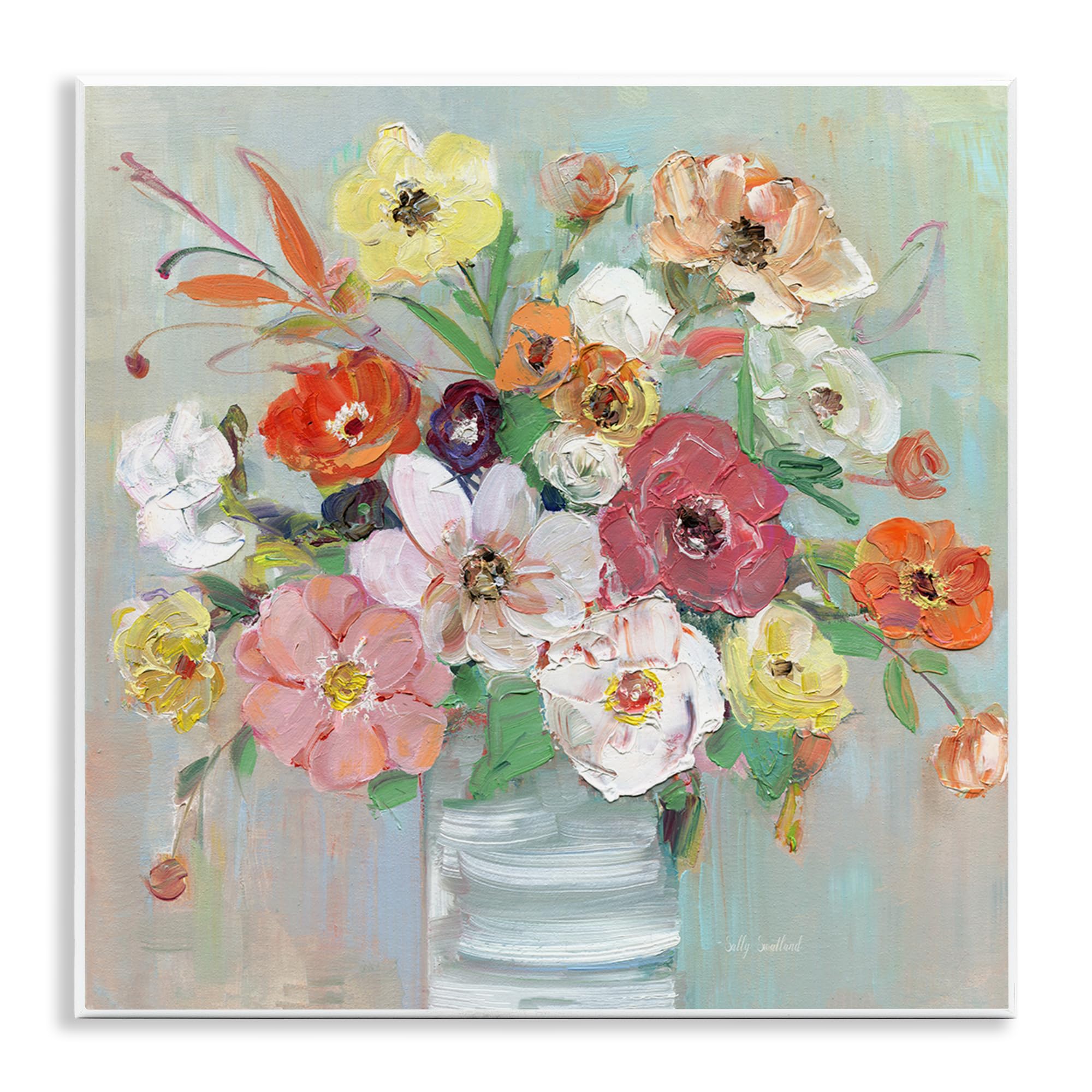 Stupell Industries Vibrant Spring Bouquet 'Energetic Blossom Bouquet', Wall Plaque Art, 12 X 12 Inches, Easy To Hang And Sturdy, Made In Usa, By Sally Swatland