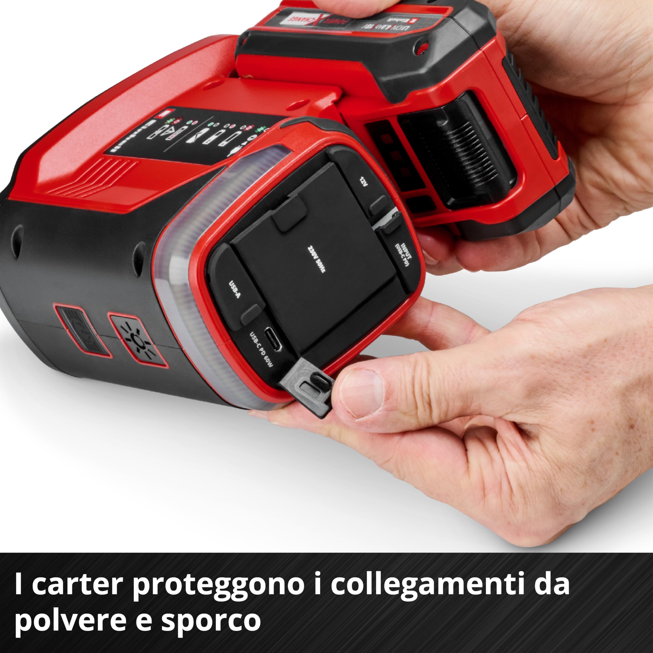 Einhell Stazione di alimentazione a batteria TE-ES 18/150/1 Li-C-Solo Power X-Change (18 V, inverter, collegamento 230 V e 12 V, collegamento USB-A e USB-C-PD, funzione di ricarica, senza batteria)