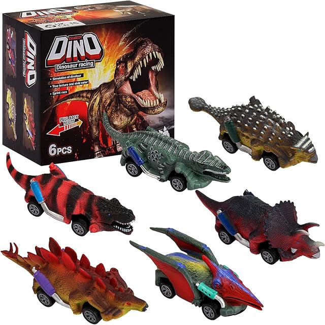 kogabanny Dinosaur Toys for Boys, Toddlers Kids Pull Back Cars Aged 3-8 Play Vehicles Gifts Boys Girls 3 4 5 6 Years Old (6 packs) (NO.757-47)