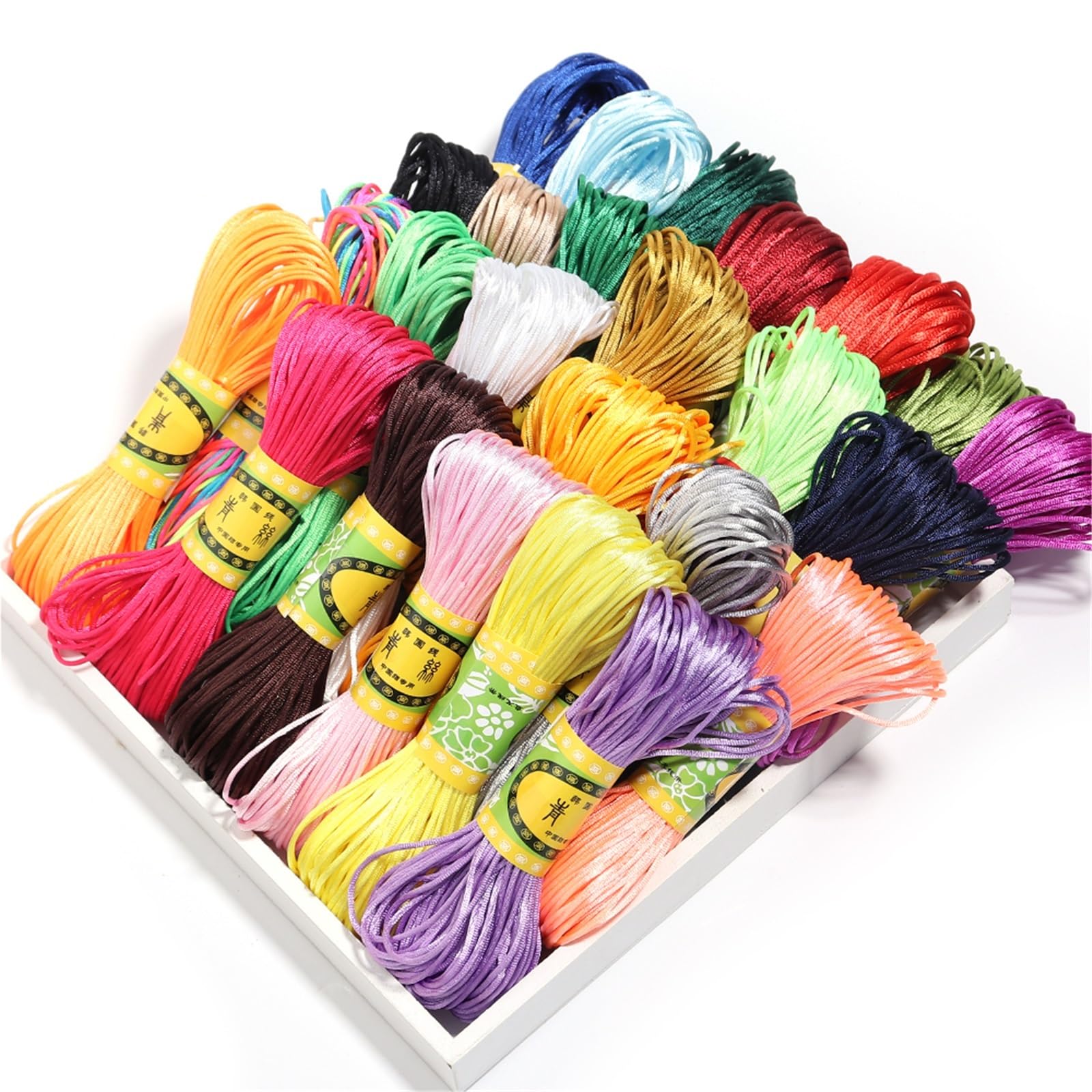 Nylon Cord Thread 10Pieces Nylon Black Rattail Satin Chinese Knotting Silk Macrame Cord Beading Braided Shamballa String Thread for Making Bracelet, Necklace, Chinese Knot(Charoite,2mm 20m)