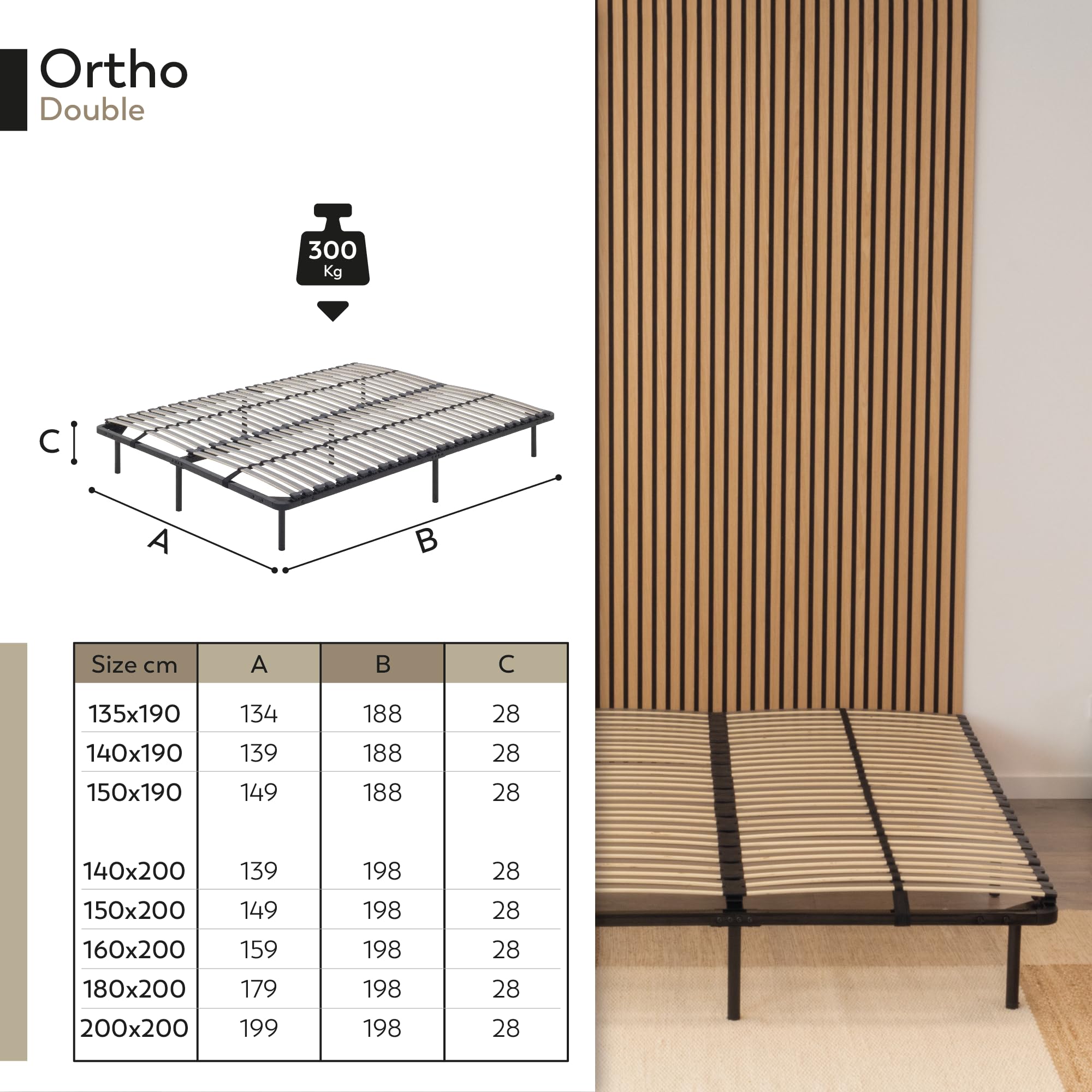 i-flair Metallbett Lattenrost 140x200 cm, Gästebett auf Füßen mit Stauraum, Lattenrahmen Ortho - für alle Betten und Matratzen geeignet