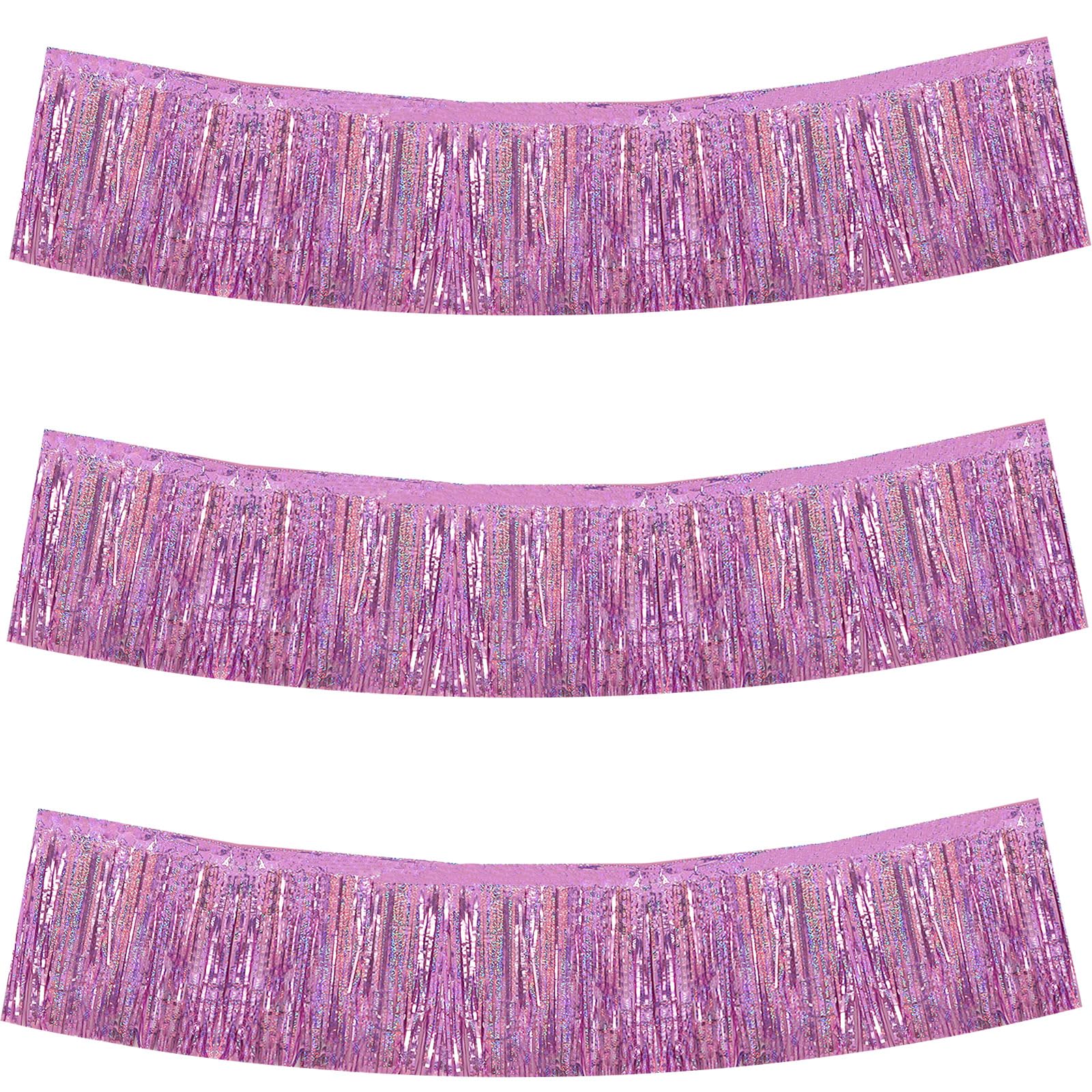 BEISHIDA Light Pink Fringe Garland Banner 30ft Wall Tinsel Foil Streamers