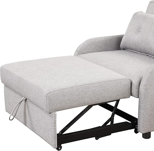 Miniatura 4 de P PURLOVE Moderno sofá cama extraíble con 2 bolsillos laterales para mesa de ala y carga USB, sofá biplaza de 41.5 pulgadas con respaldo ajustable