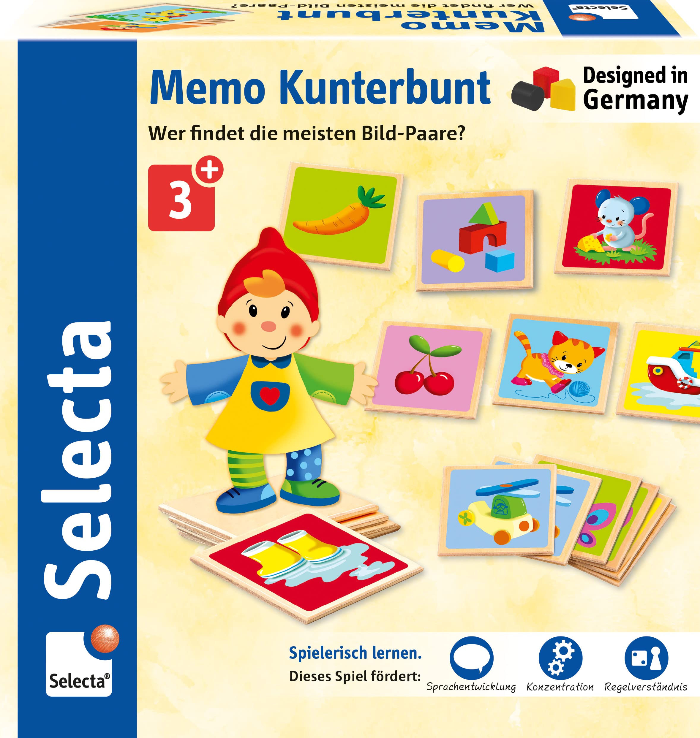 Schmidt Spiele 63025 Selecta, Memo kolorowa z drewna, 36 części