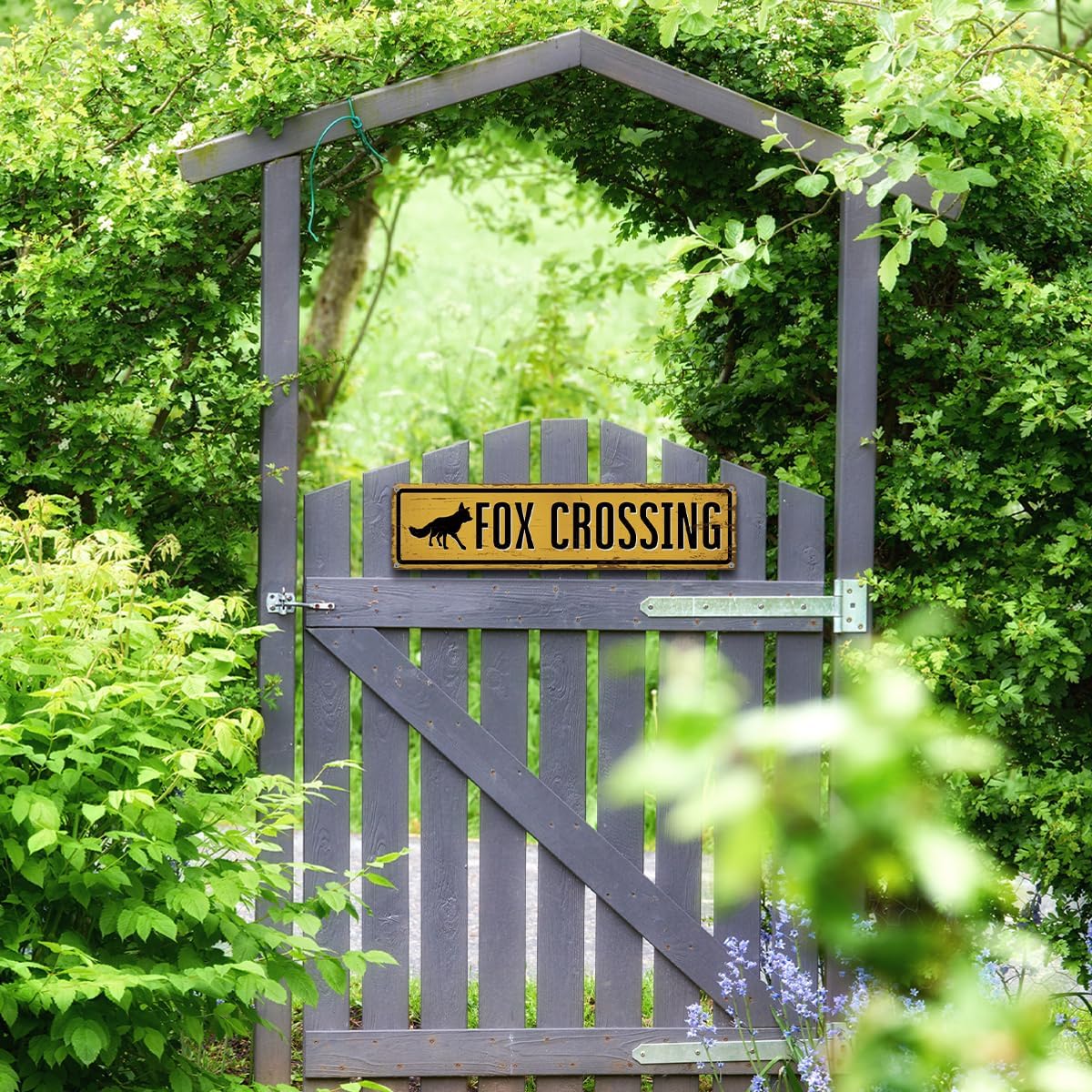 Rustic Farmhouse Metal Tin Sign, Fox Crossing Sign, Vintage Animal Road Signs for Porch, Yard, and Farmhouse, Animal Crossing Warning Signs, Perfect for Garden and Road, 15.7 x 3.9 inches image 5