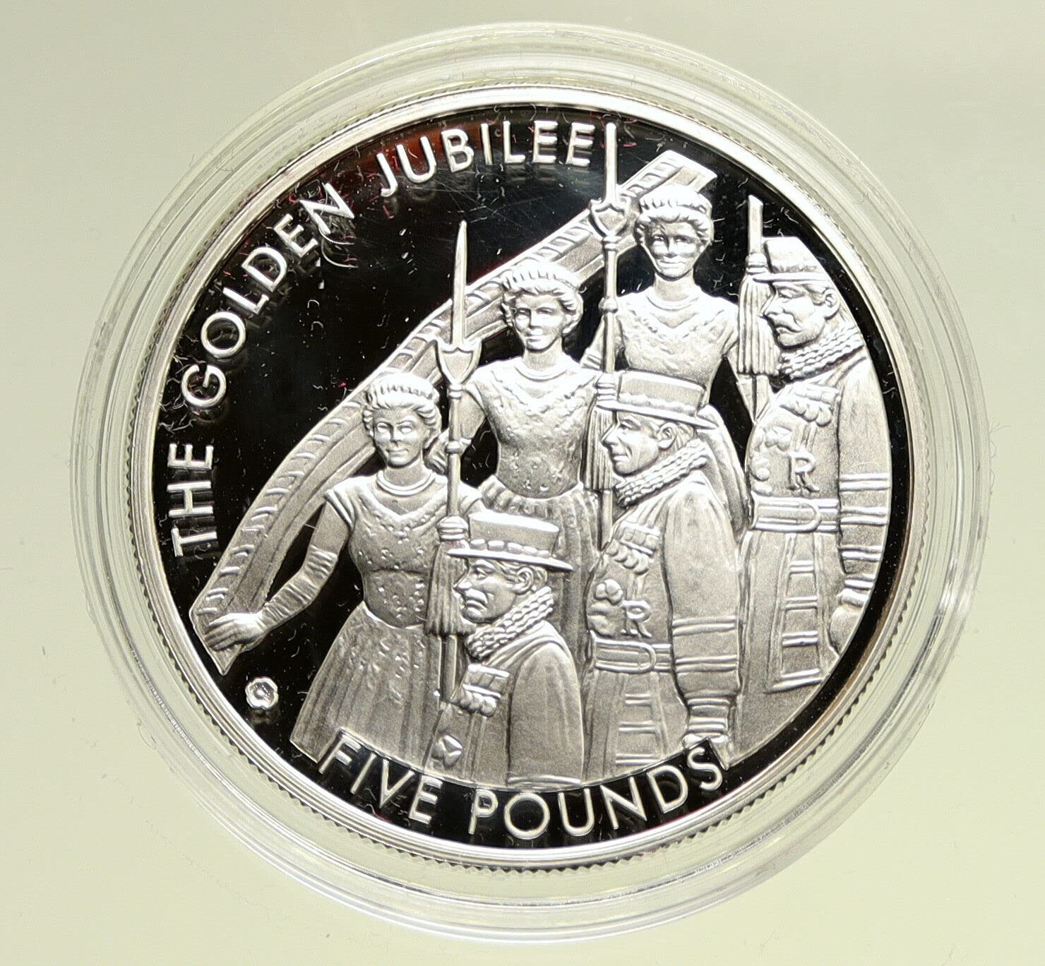 2002 JE 2002 JERSEY UK Queen Elizabeth II 50YR JUBILEE OL 5 Pounds Good Uncertified
