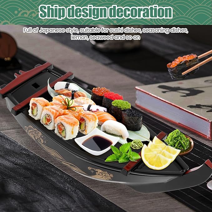 Bandeja para Sushi 35 cm Plástico Negro miniatura 7