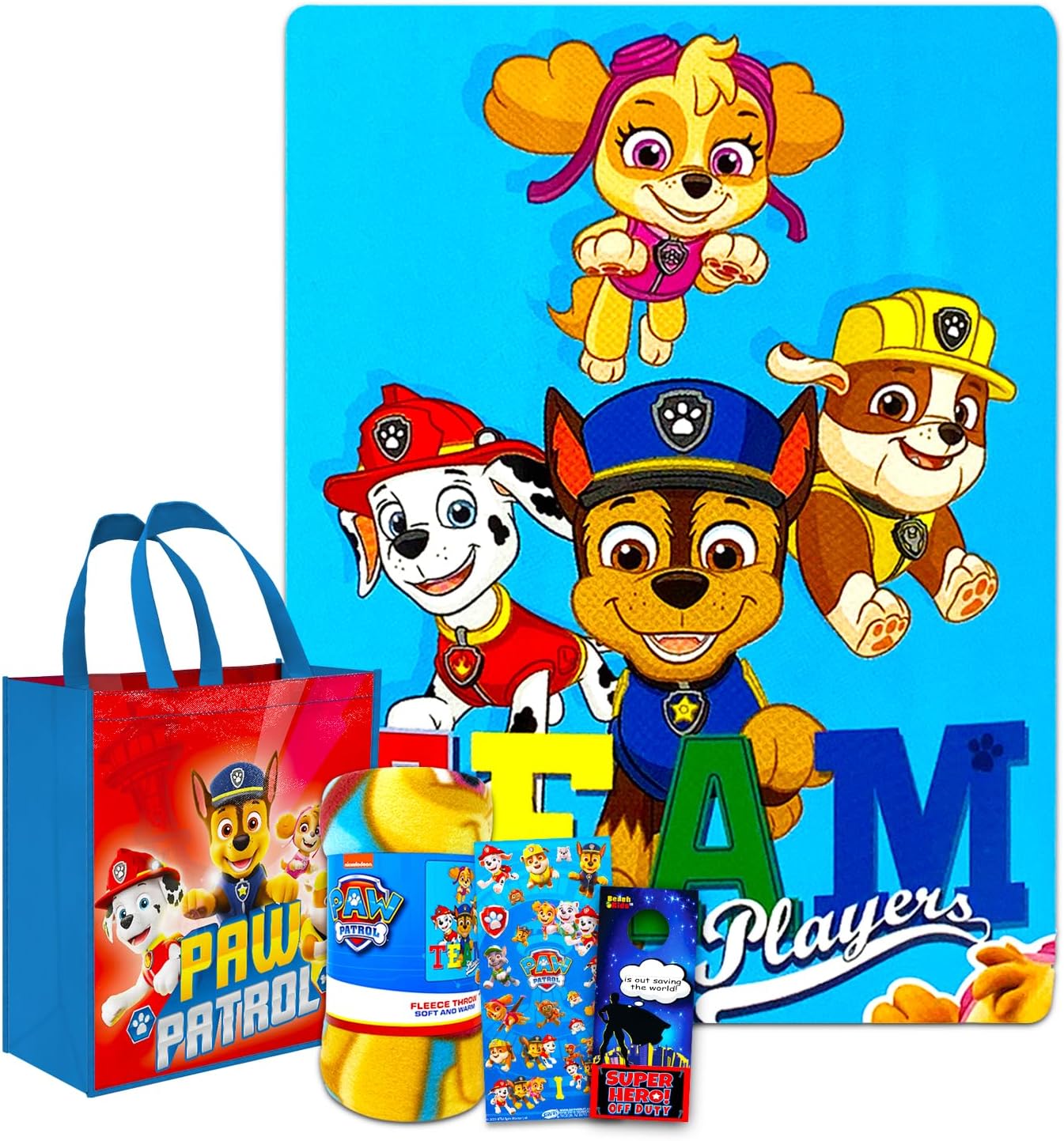 Paw Patrol Sleepover Set for Boys and Girls - Bundle with 45 x 60 Inch Fleece Blanket, Tote Bag, More | Paw Patrol Bedroom Decor for Kids, Toddlers