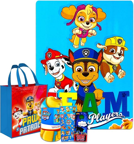 Paw Patrol Sleepover Set for Boys and Girls - Bundle with 45 x 60 Inch Fleece Blanket, Tote Bag, More | Paw Patrol Bedroom Decor for Kids, Toddlers