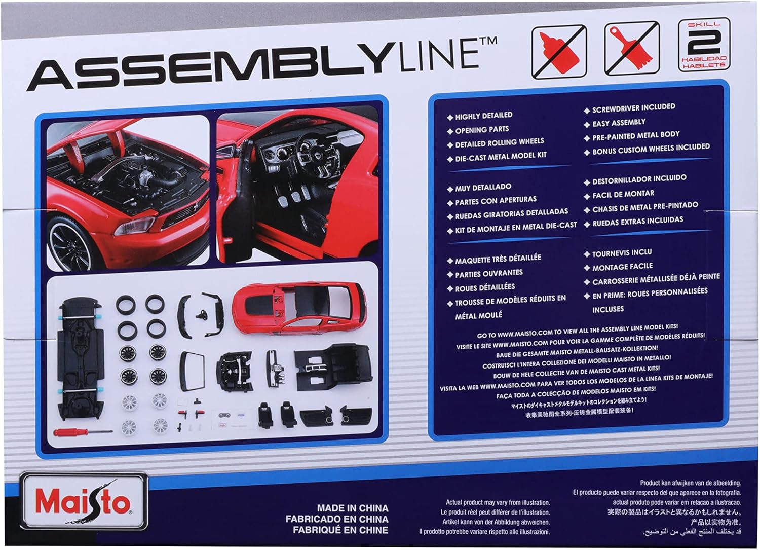 Maisto 1:24 Scale Assembly Line 2012 Ford Mustang Boss 302 Diecast Model Kit (Colors May Vary)