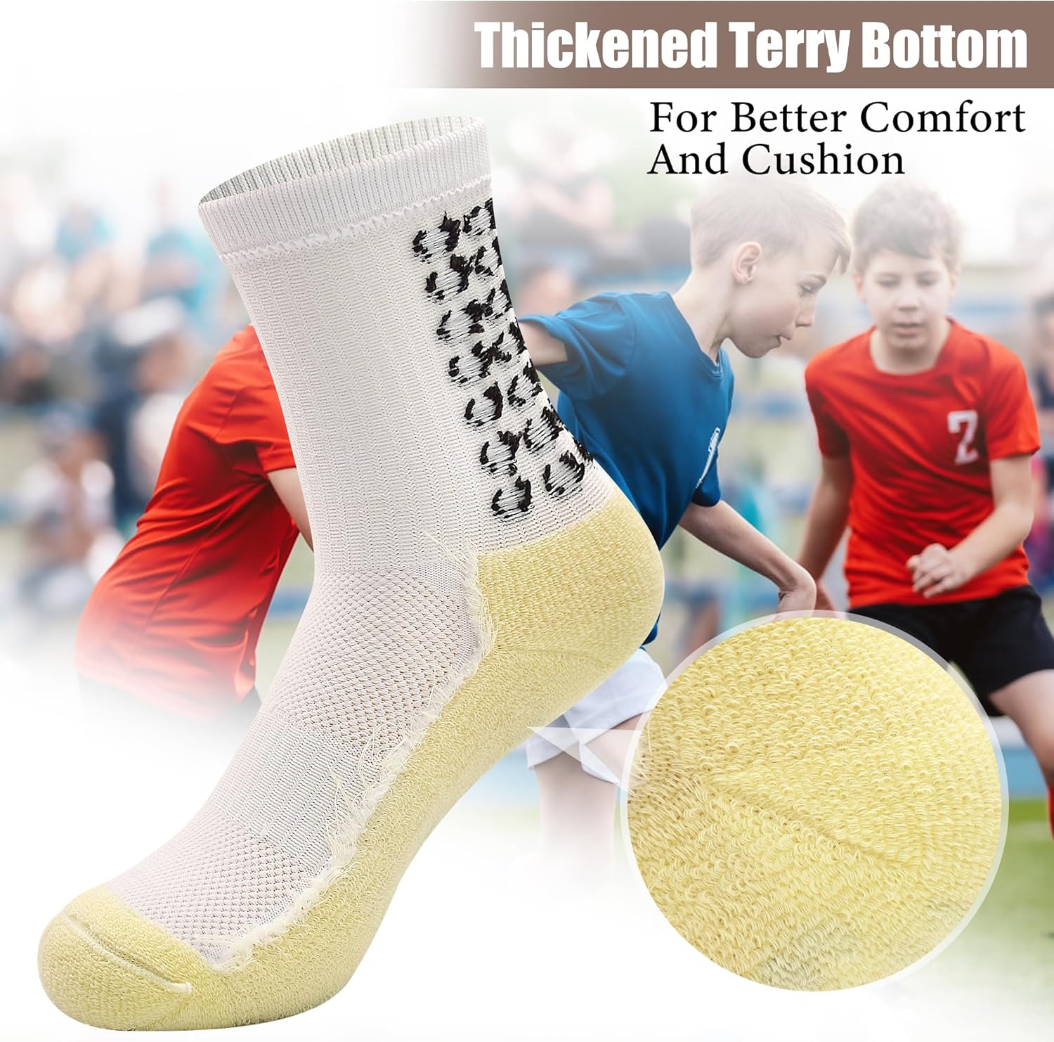 ELUTONG Kids Grip Soccer Socks Anti Slip Football Athletic Sports Crew Socks for 4-16 Years Youth Boys Girls (New Upgrade) - Image 5