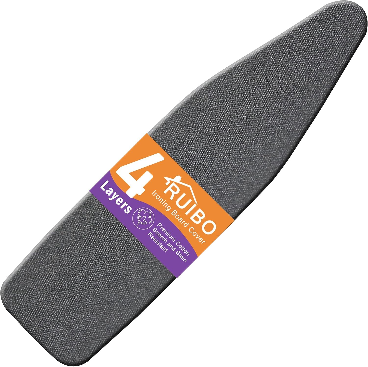 Ruibo Ironing Board Cover and Pad Extra Thick Heavy Duty Padding 4 Layers, Scorch and Stain Resistant,Elastic Edge Fit Standard Size 15x54 Inch/Gray