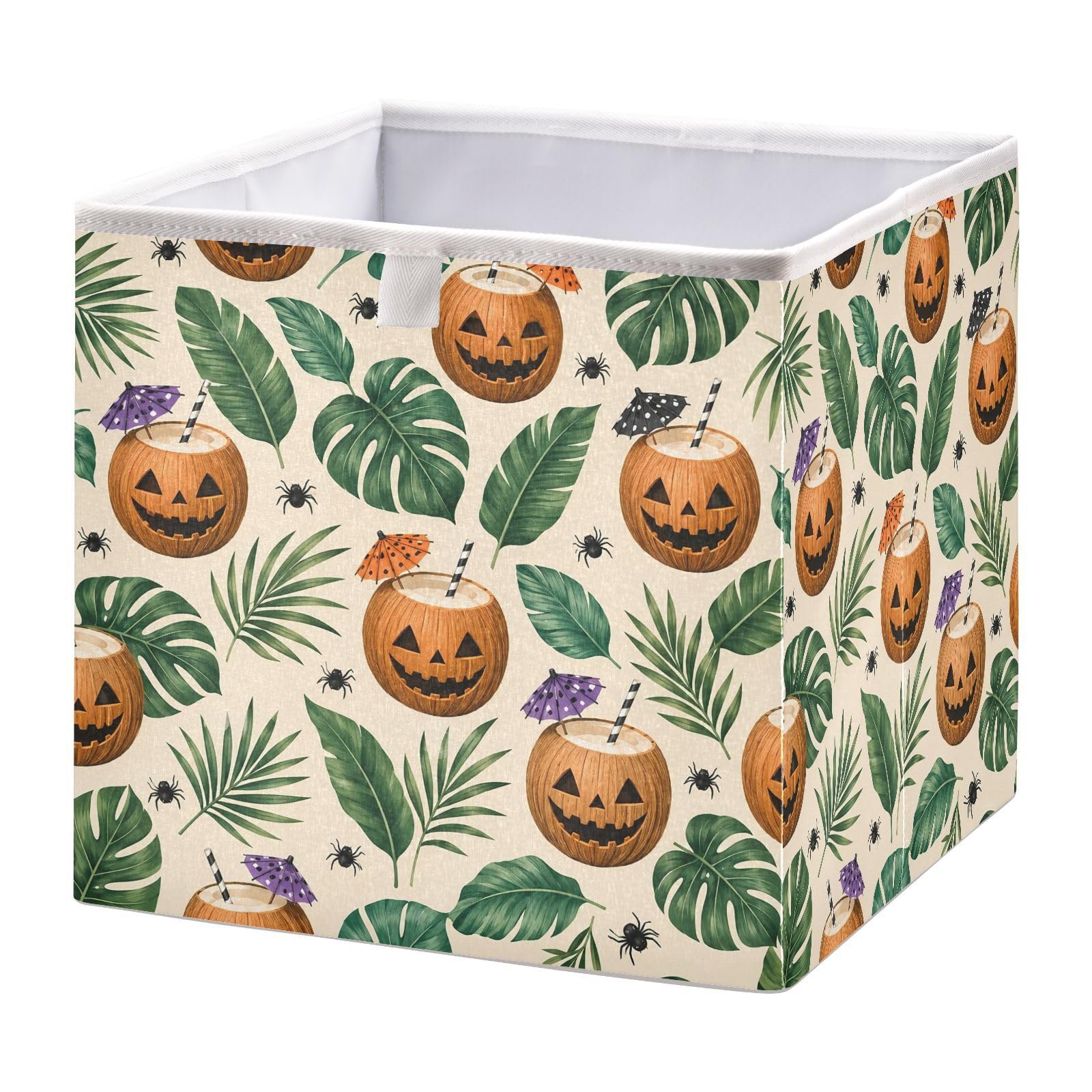 Ewusp Halloween Pumpkins Cube Storage Boxes 28x28 cm Foldable Closet Organiser Bin Holiday Basket Baby Basket for Nursery Bedroom Office