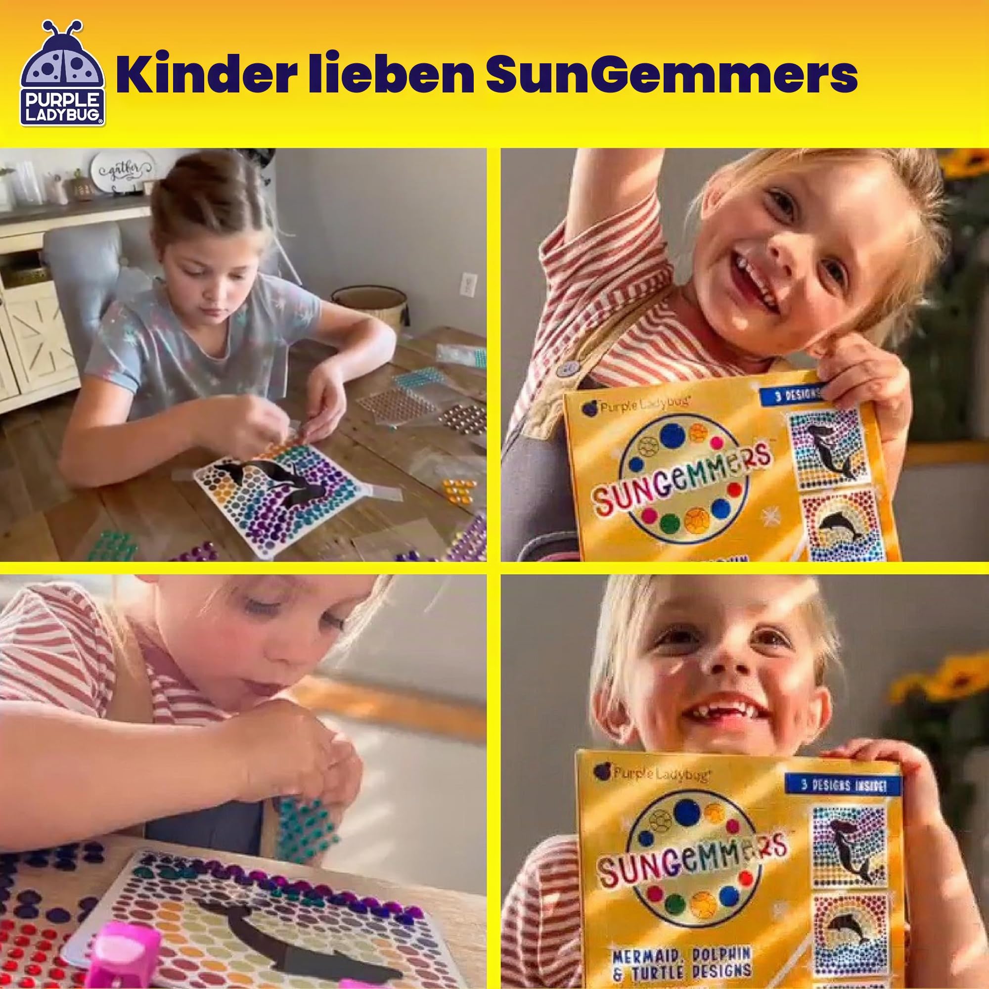 SUNGEMMERS Sonnenfänger Mosaik Bastelset Kinder ab 6 Jahre - Geschenk Mädchen 5 Jahre, Mädchen Geschenke 7 8 9 10 11 12 Jahre - Diamond Basteln Mädchen 8 Jahre - Kreatives DIY Meerjungfrau Spielzeug