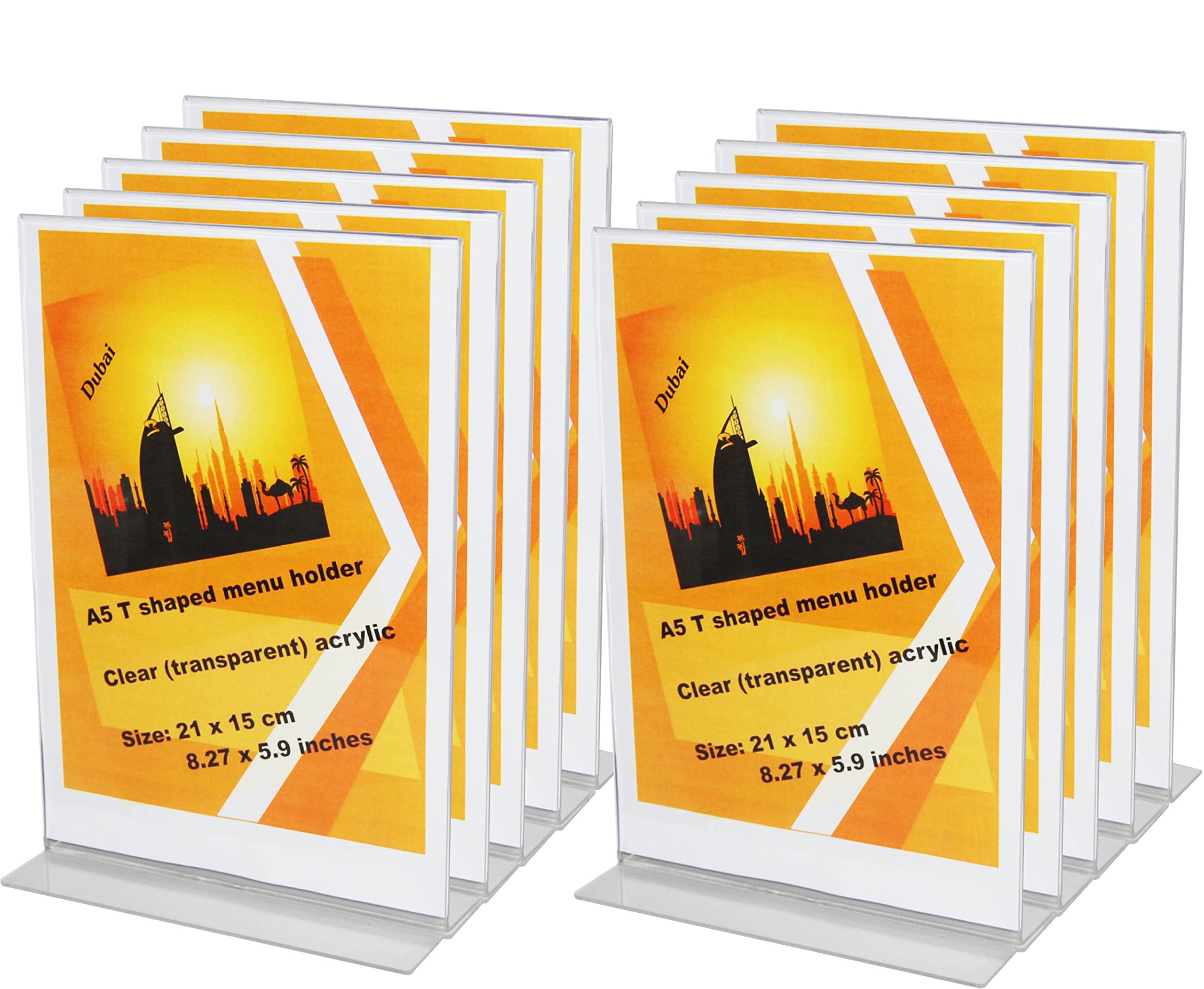 bpa A 5 menu holder,10 pieces of Menu holder, T shaped sign holder, PAPER SIZE 15 x 21 cm