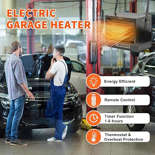 Miniatura 2 de Calentador eléctrico de garaje de 7500W, calentador de taller de montaje en techo de 240V, calentadores cableados con control remoto, calentadores