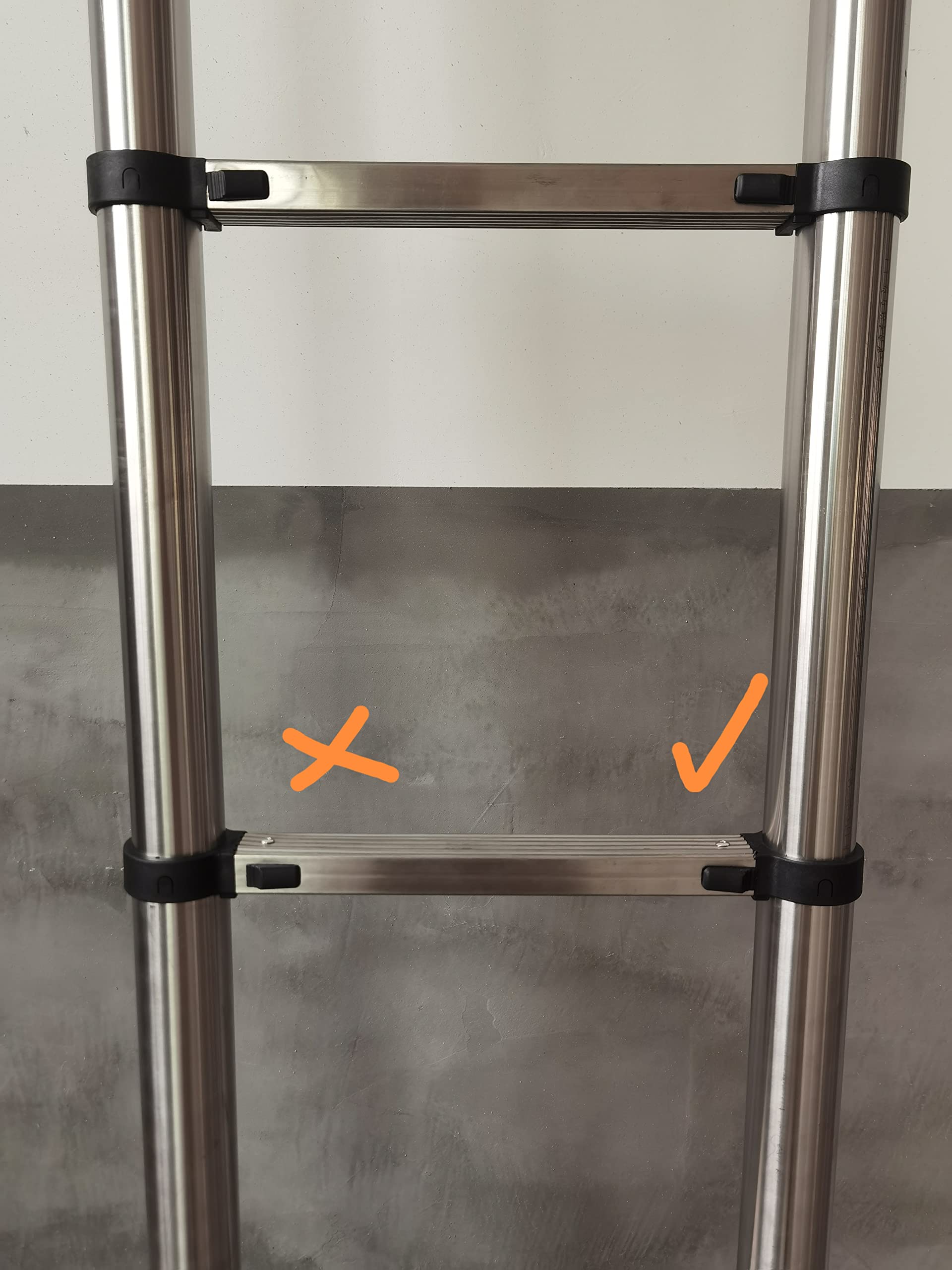 Escalera telescópica extensible plegable de 150 kg, capacidad de carga de 4,4 m, escalera de acero inoxidable con kit de gancho de techo