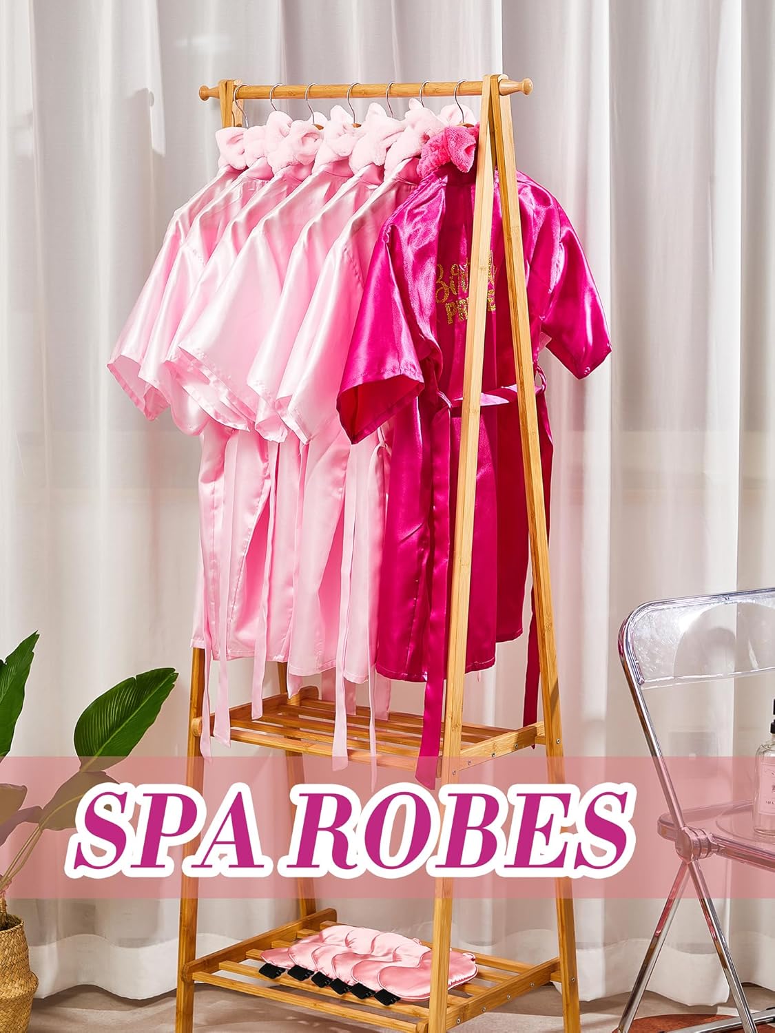 Sintuff 24 Pcs Girls Spa Birthday Party Supplies for 6-12 Years Girls Robes Sleepover Party Supplies Kids Robes Slumber Bulk(Size 8,Rose Red Birthday) - Image 7