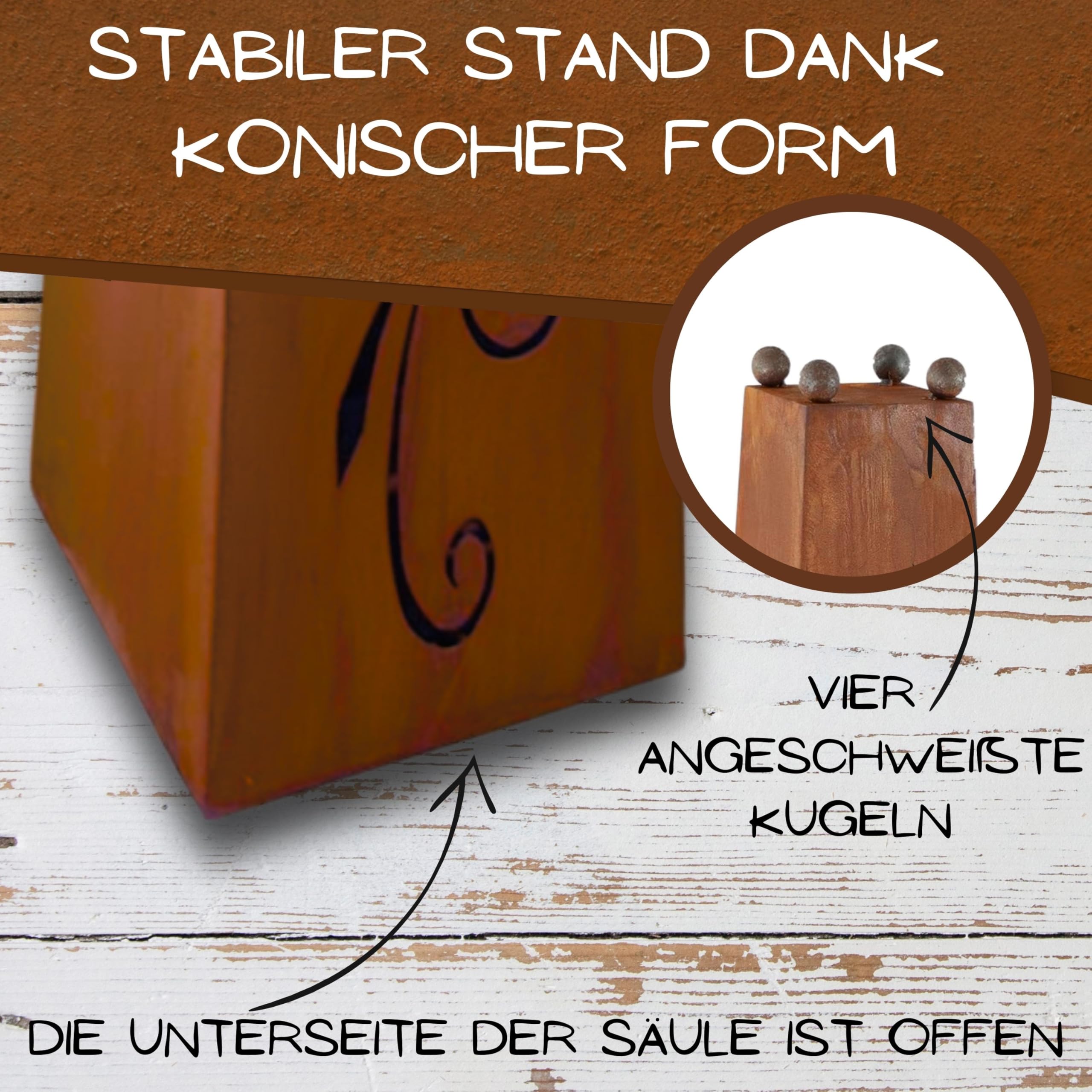 Rostikal Blumensäule mit Pflanzschale Höhe 115 cm Schale 40 x 40 cm Gartendeko Rost Vintage Deko