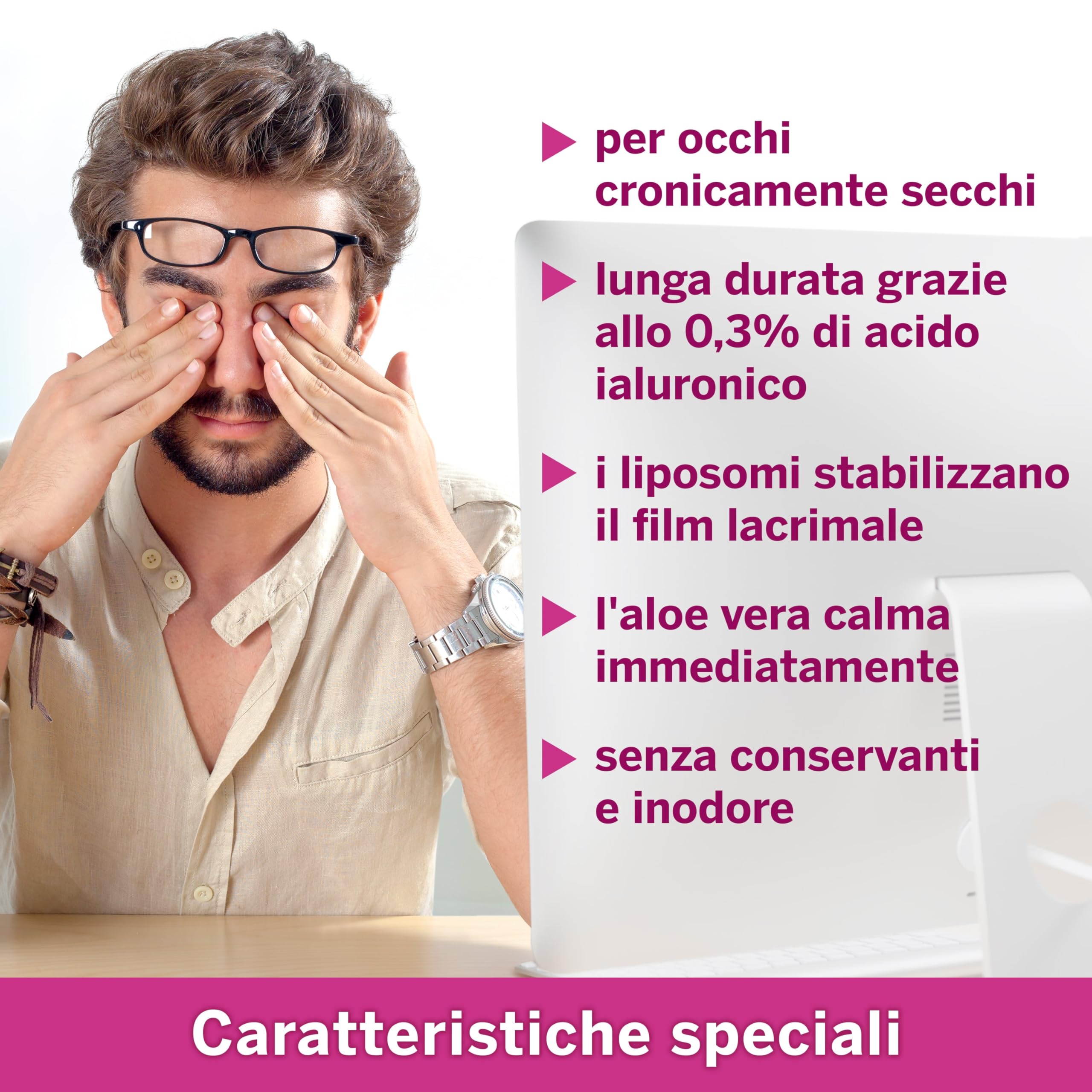 Ocuvers Complete spray oculare con 0,3% di acido ialuronico, liposomi, aloe vera, vitamina B5 e vitamina E – Spray per occhi secchi – L’alternativa alle gocce oculari, 10 ml