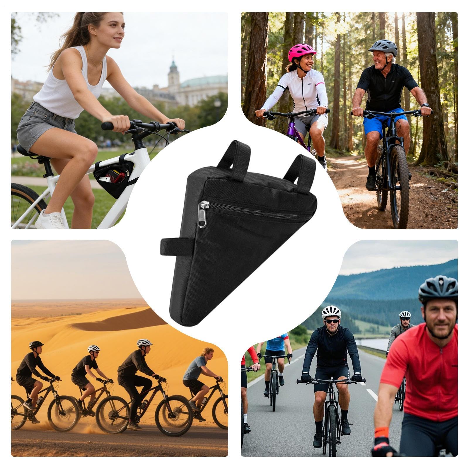 Borsa per telaio per bicicletta – Borsa triangolare per bicicletta – per mountain bike, bici da strada, traffico urbano, viaggi, pendolarismo quotidiano e