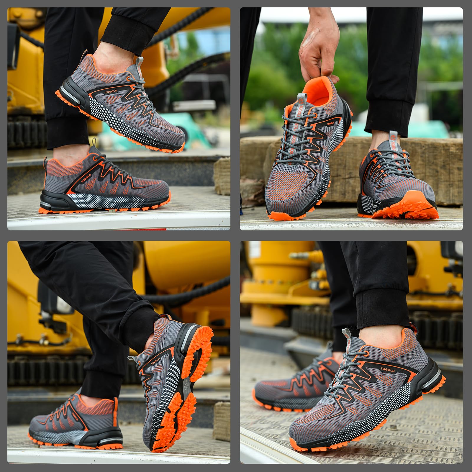AONEGOLD Buty ochronne dla mężczyzn i kobiet, lekkie, stalowe noski, buty sportowe, oddychające, wygodne buty ochronne, antypoślizgowe, odporne na przebicie, buty robocze, 3,5-13UK