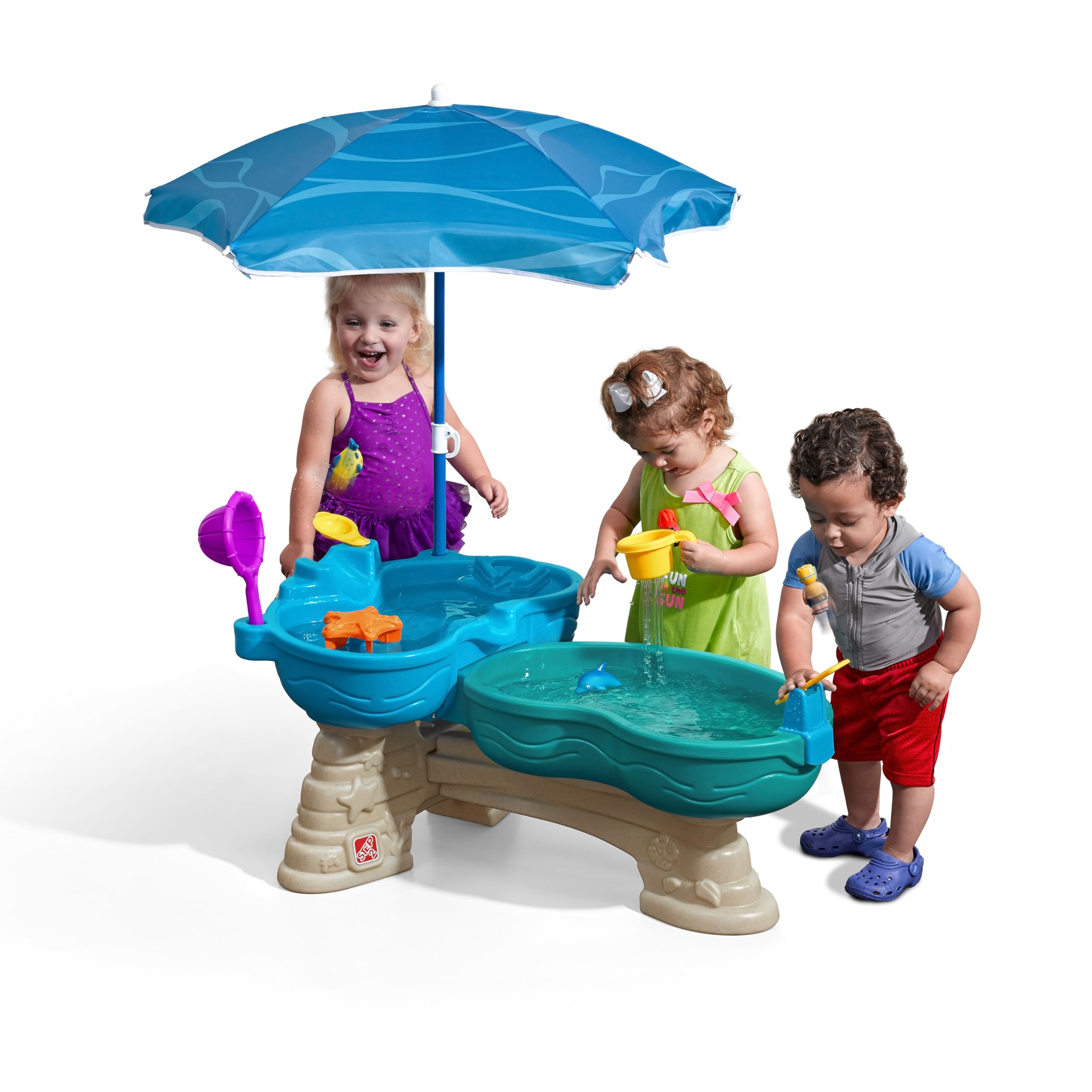 Step2 Spill & Splash Seaway Table d'eau pour Enfants | Table De Jeu Enfant À Eau avec Kit D'Accessoires De 11 Pièces | Table D'Activité/Jouet pour Le Jardin